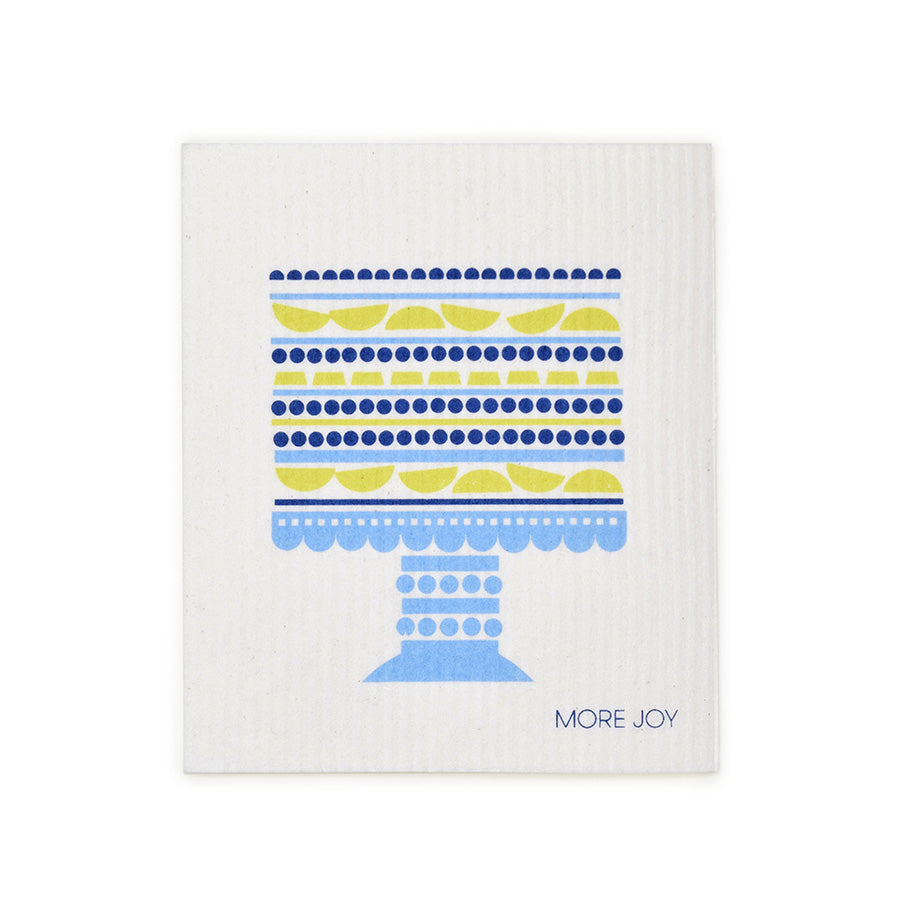 Blueberry Cake Swedish Dishcloth by sweetgum home, shown folded on a wooden surface