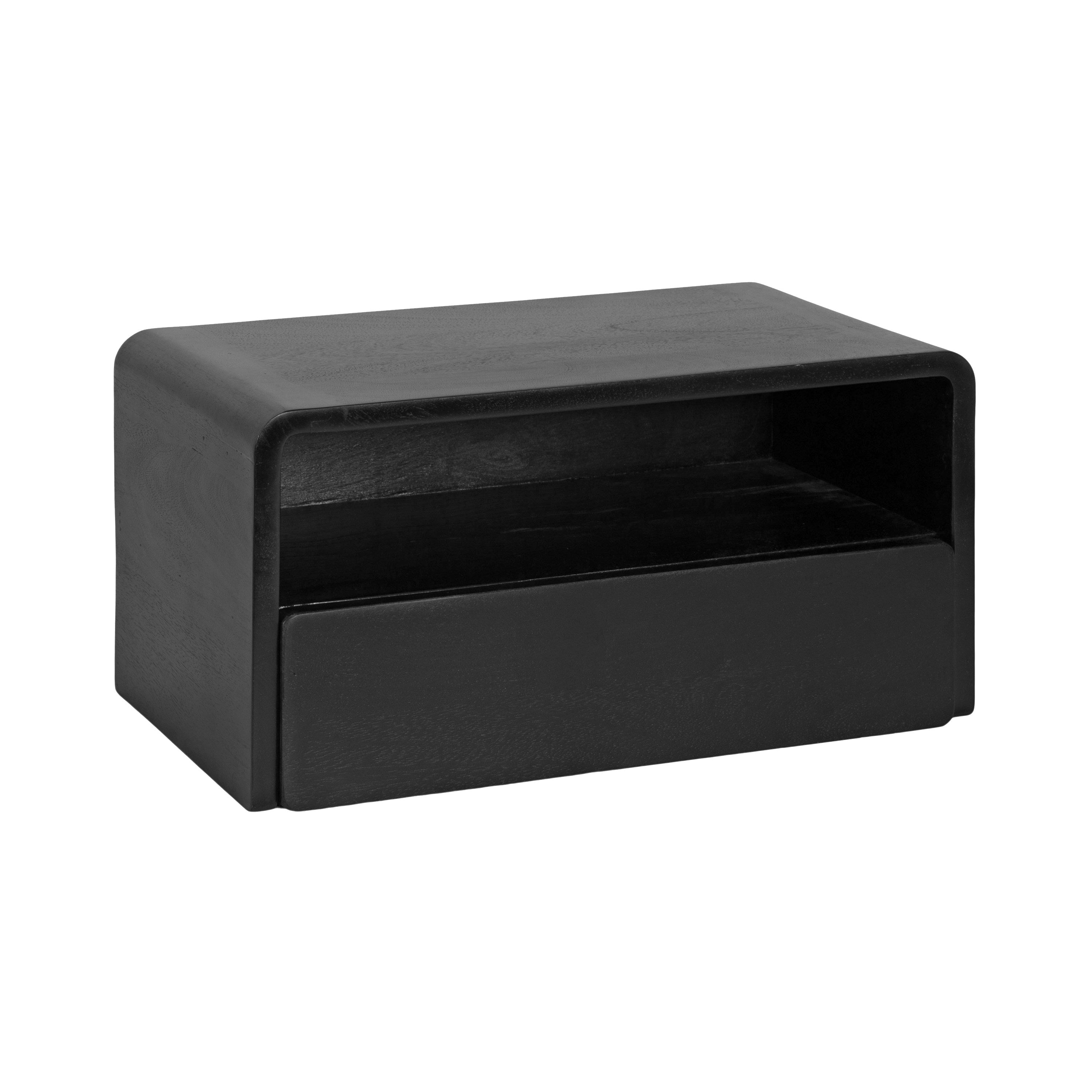 Kato Floating Side Table in a light natural wood finish mounted on a white wall