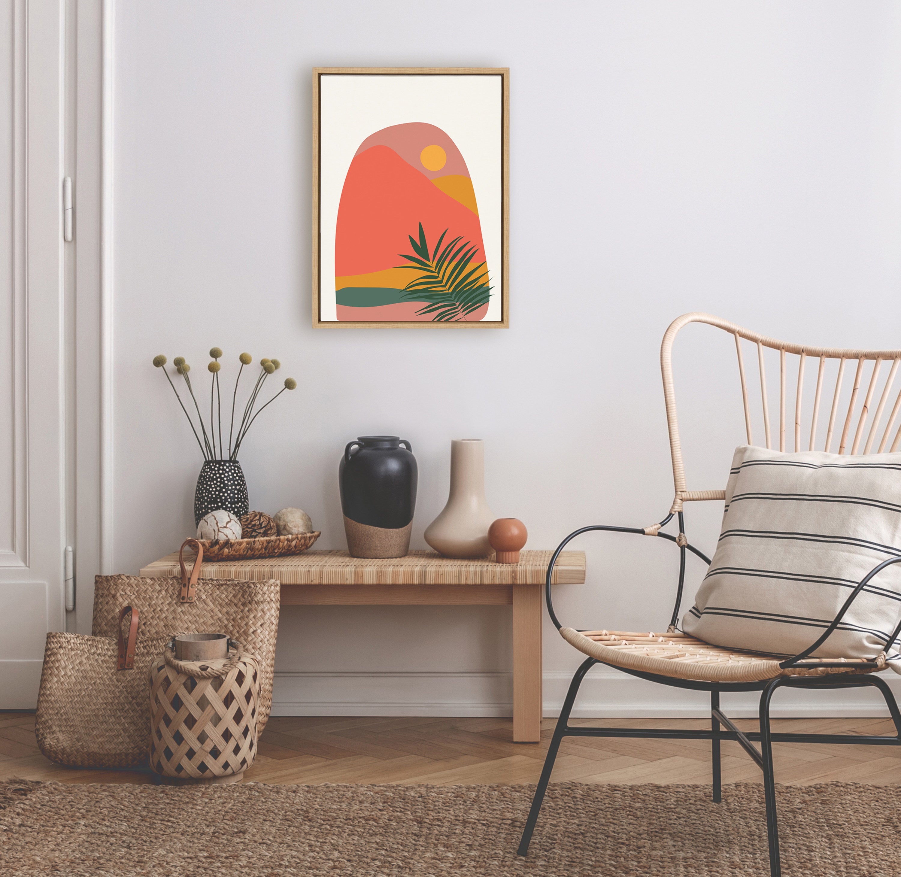 Sylvie Tropical Landscape Framed Canvas by kateandlaurel - product image 4 for Resin Society