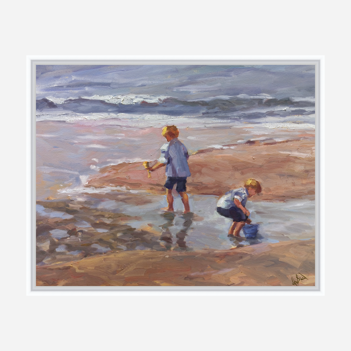 Boys on the Beach Artist Enhanced Canvas Print by John Beard Collection - product image 6 for Resin Society