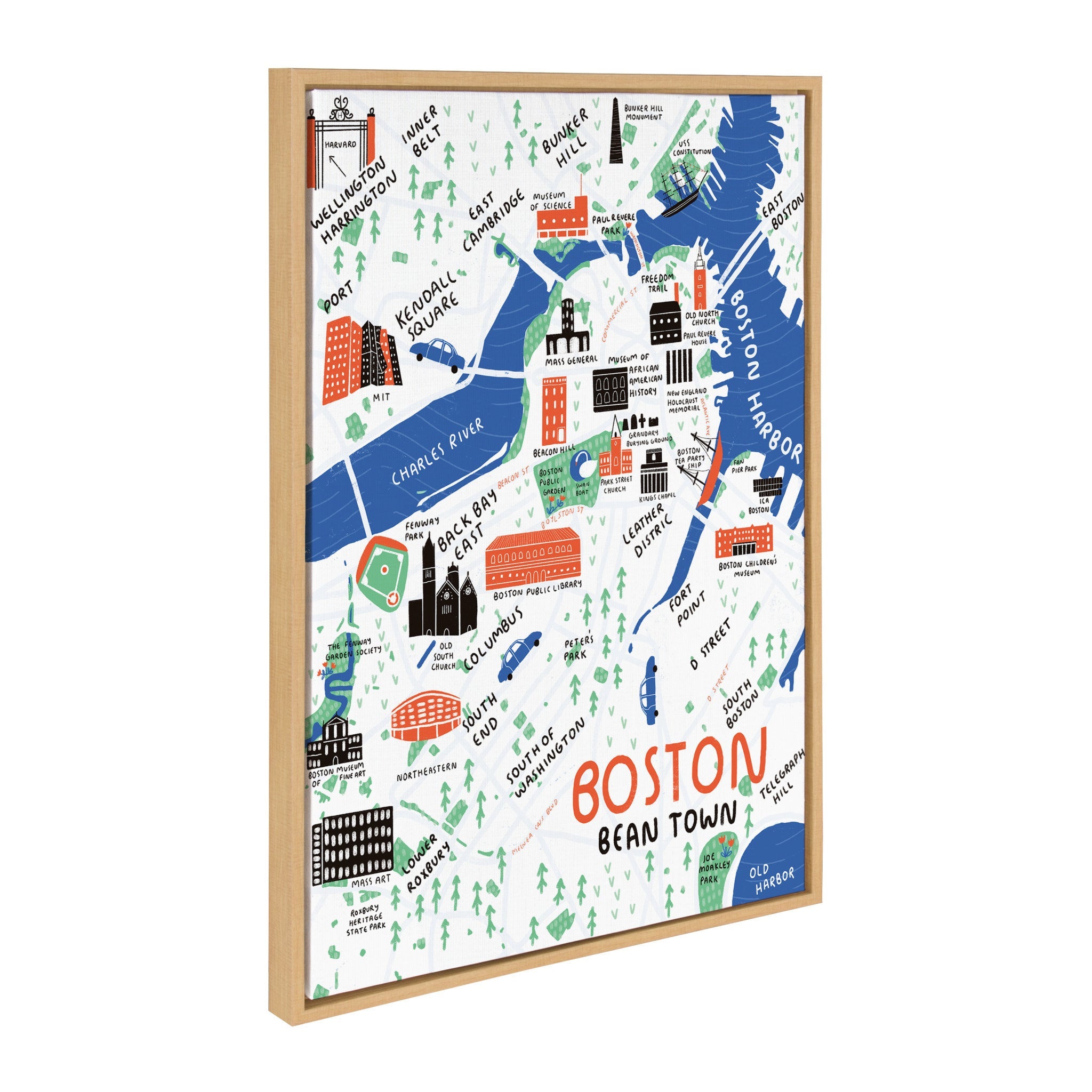 Sylvie Boston Illustration Framed Canvas by kateandlaurel - product image 2 for Resin Society
