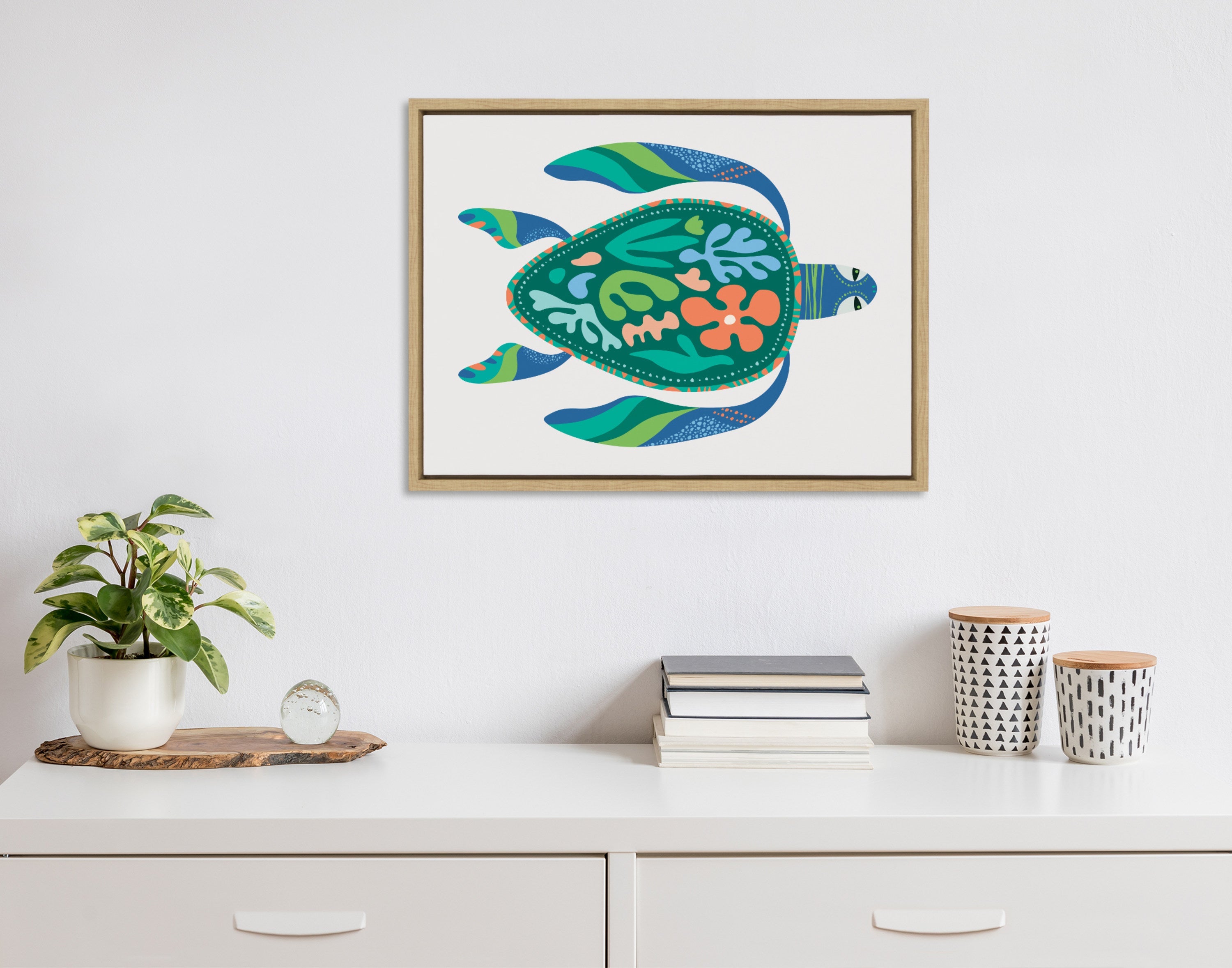 Sylvie MCM Sea Turtle Framed Canvas by Rachel Lee of My Dream Wall