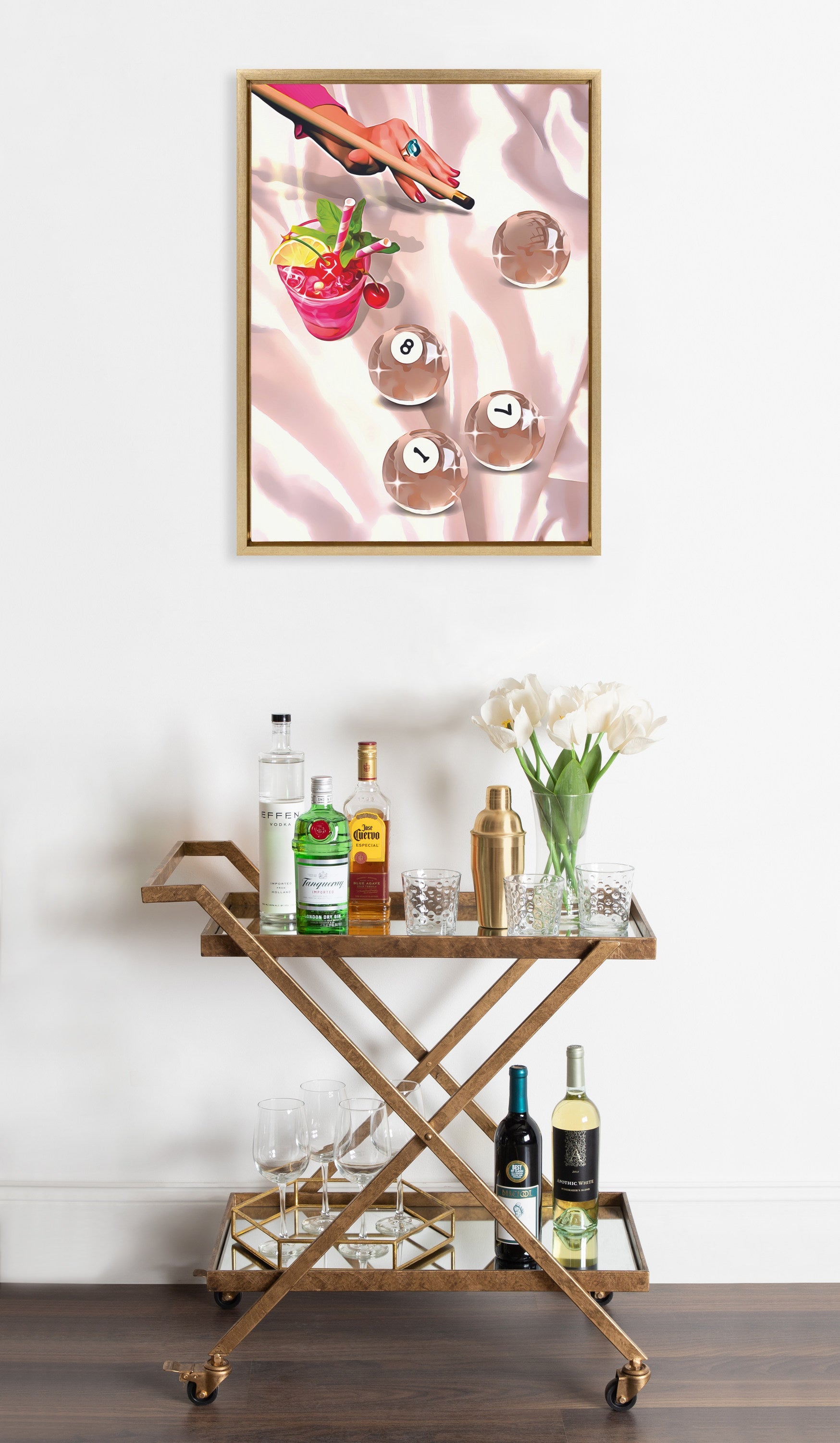 Sylvie Game Night Billiards Framed Canvas by Honey Island Studio