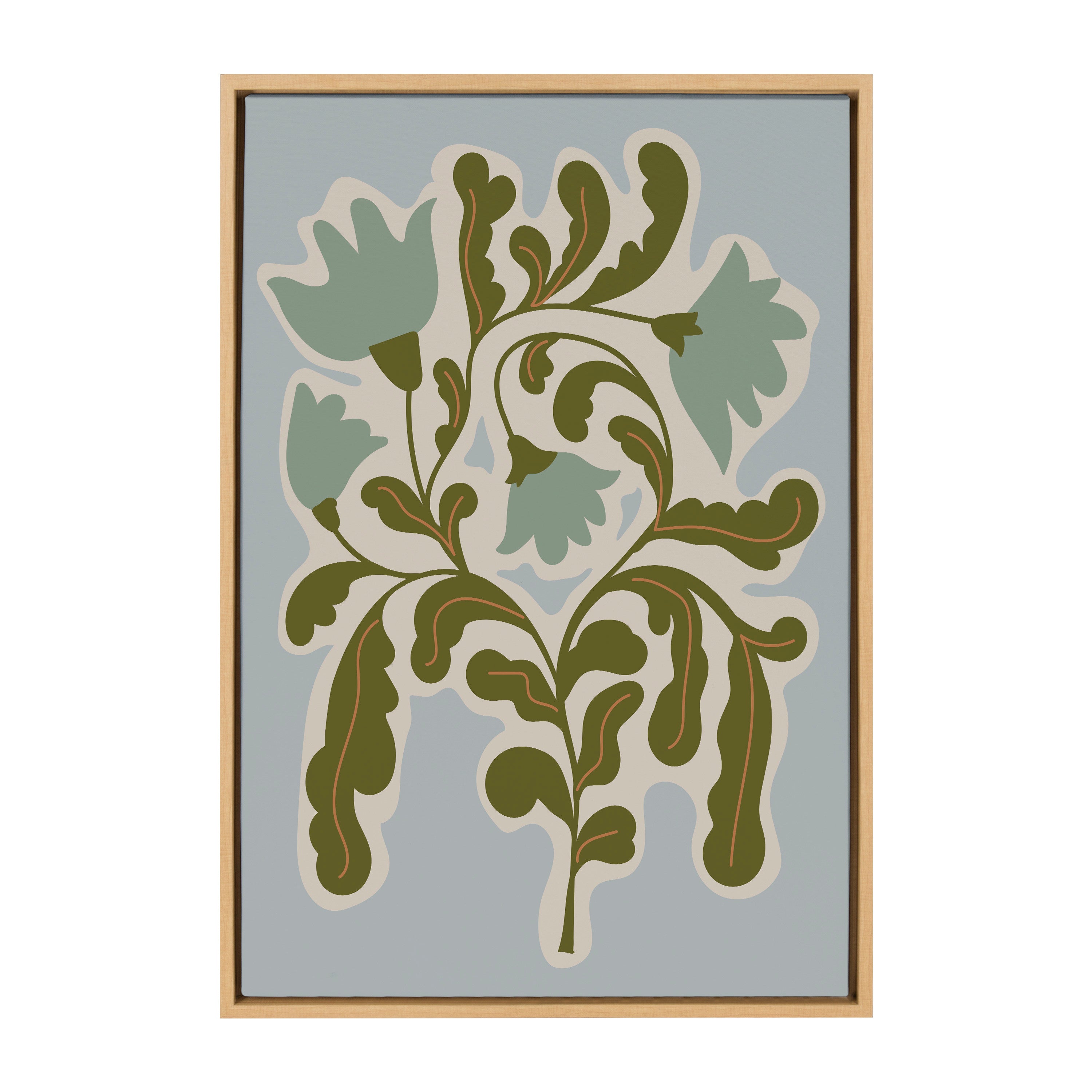 Sylvie Expressive Abstract House Plant Playful Blue Framed Canvas by kateandlaurel - product image 2 for Resin Society