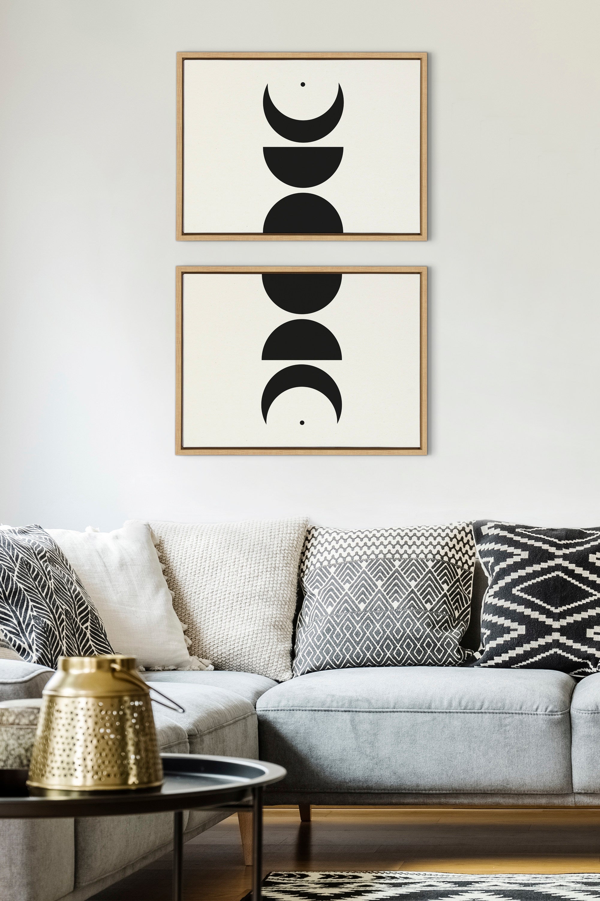 Sylvie Modern Geometric Moon Phases Framed Canvas Set by The Creative by kateandlaurel - product image 14 for Resin Society