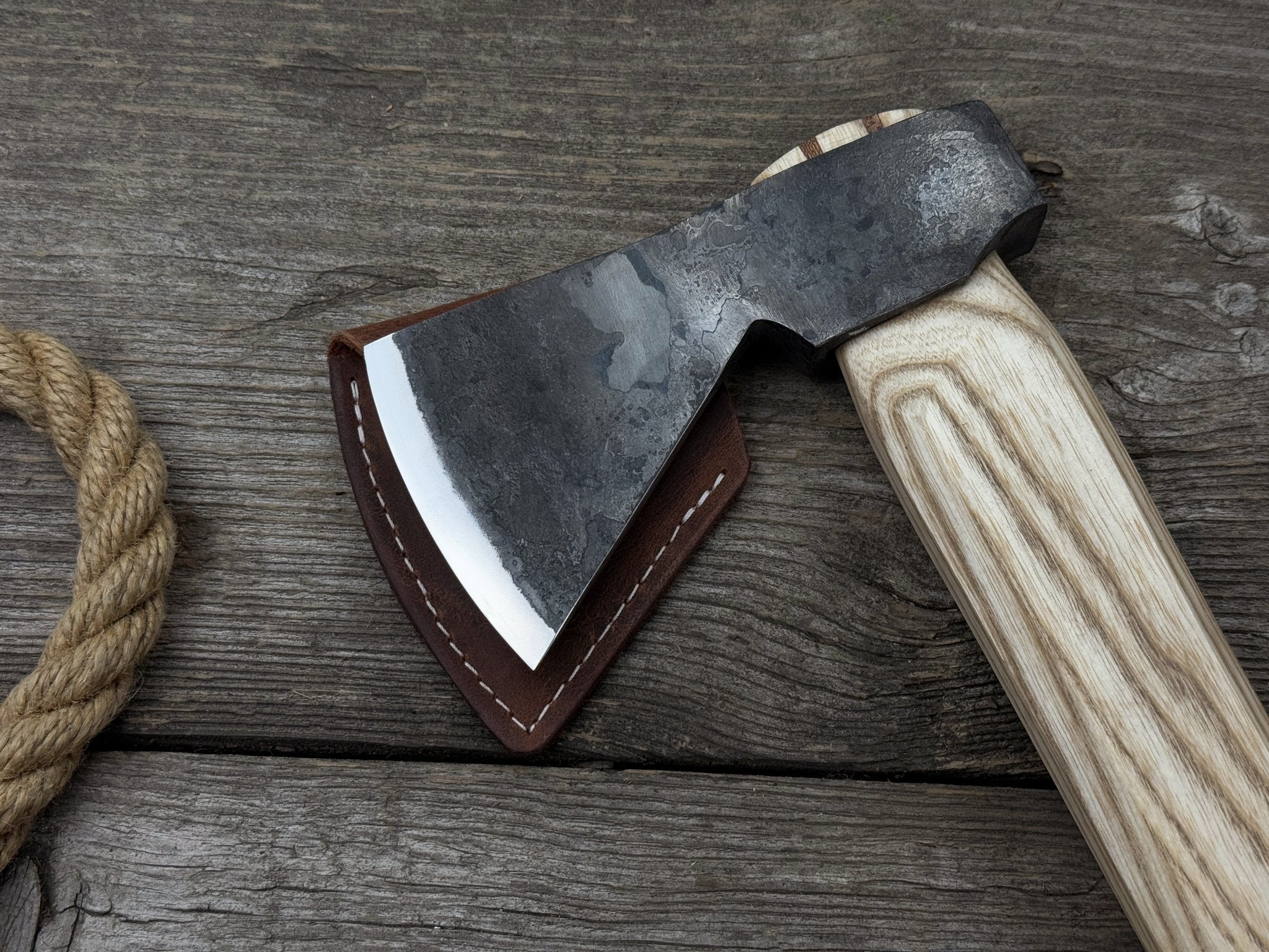 Bushcraft Axe Camping Hatchet with carbon steel blade and ash wood handle