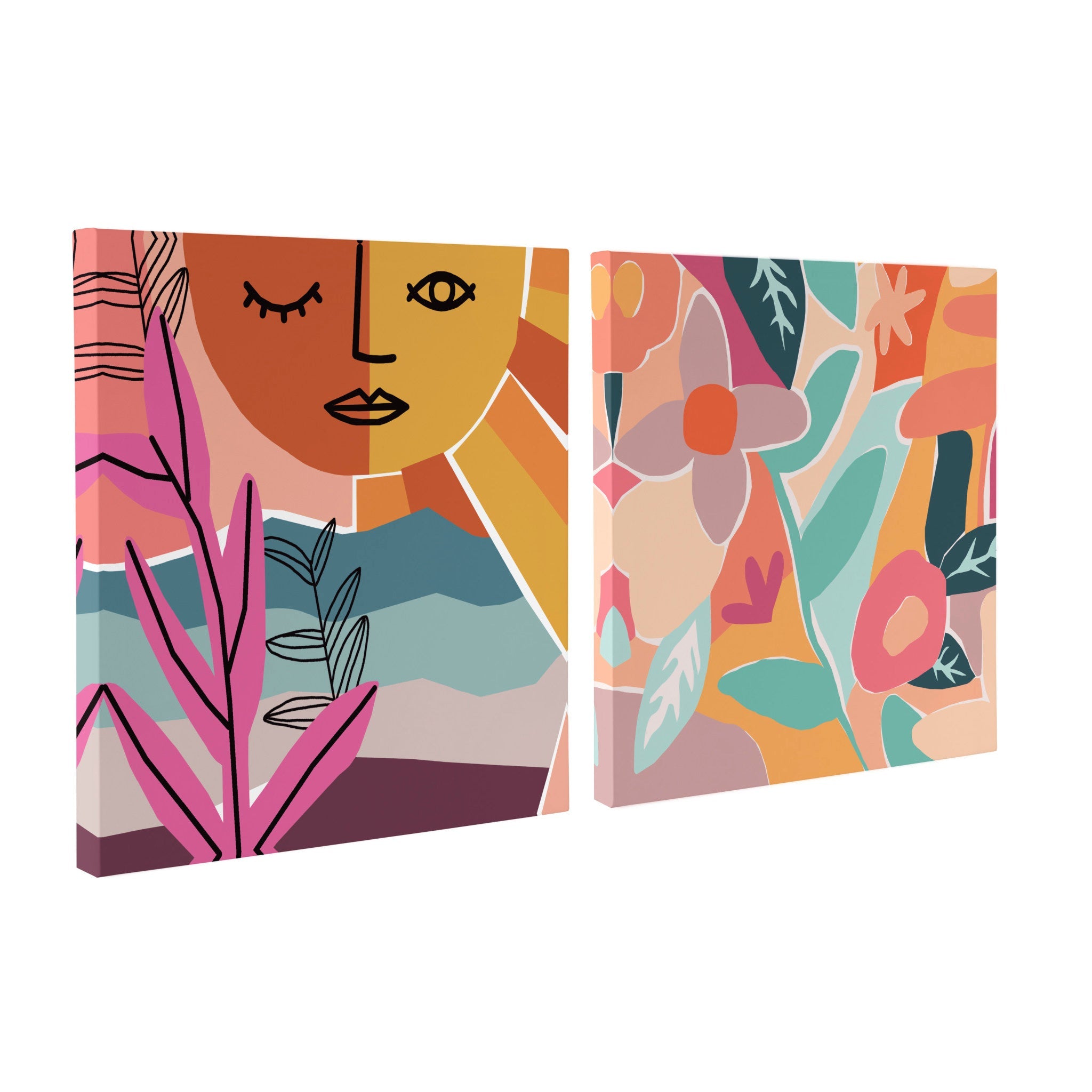 Peace Love Flowers Canvas Wall Art Set by kateandlaurel - main product image for Resin Society