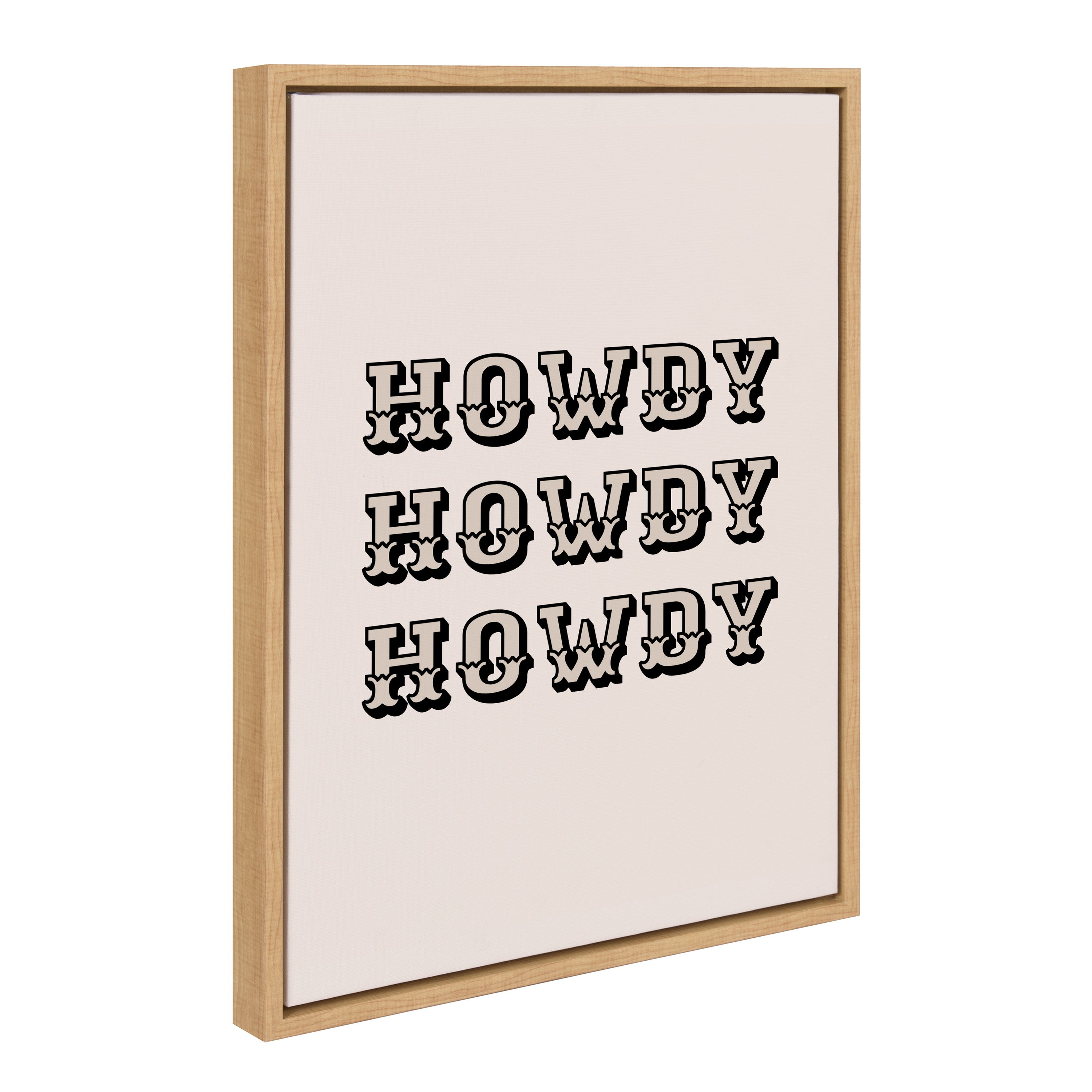 Sylvie Howdy Western Framed Canvas by Honey Island Studio showing bold 'Howdy' text with Western cowboy theme in Bright Gold frame