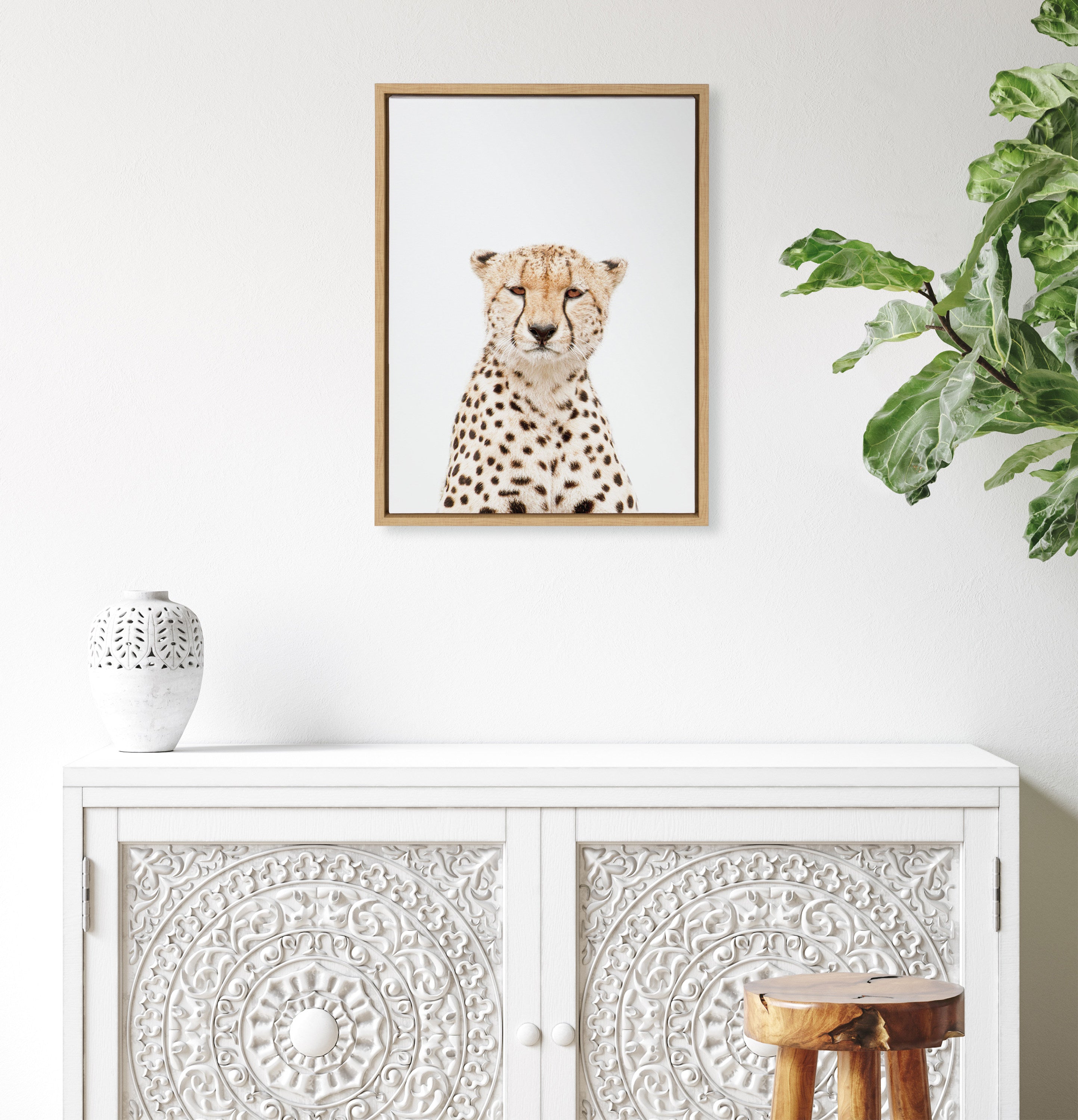 Sylvie Cheetah Portrait Framed Canvas by Amy Peterson Art Studio