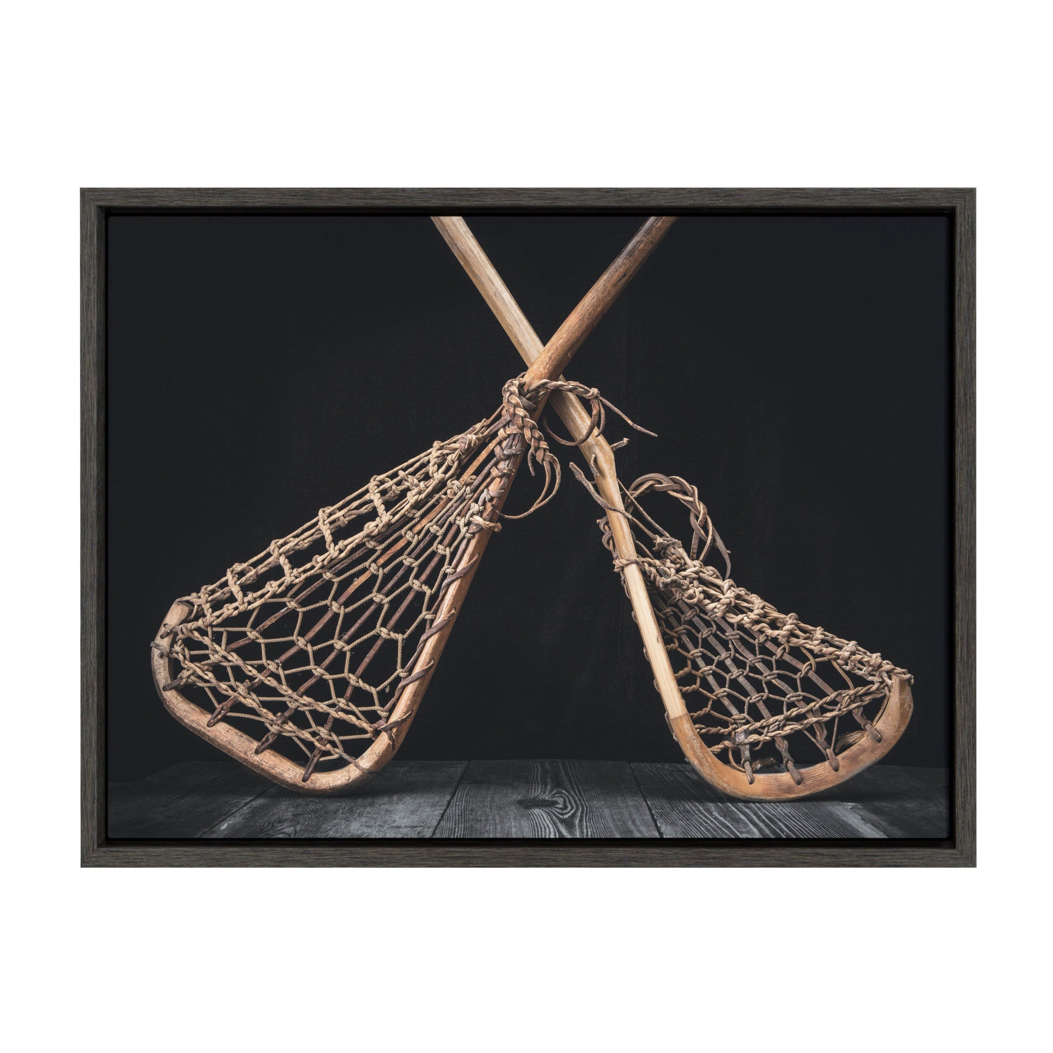 Sylvie Lacrosse Sticks Framed Canvas by kateandlaurel - main product image for Resin Society