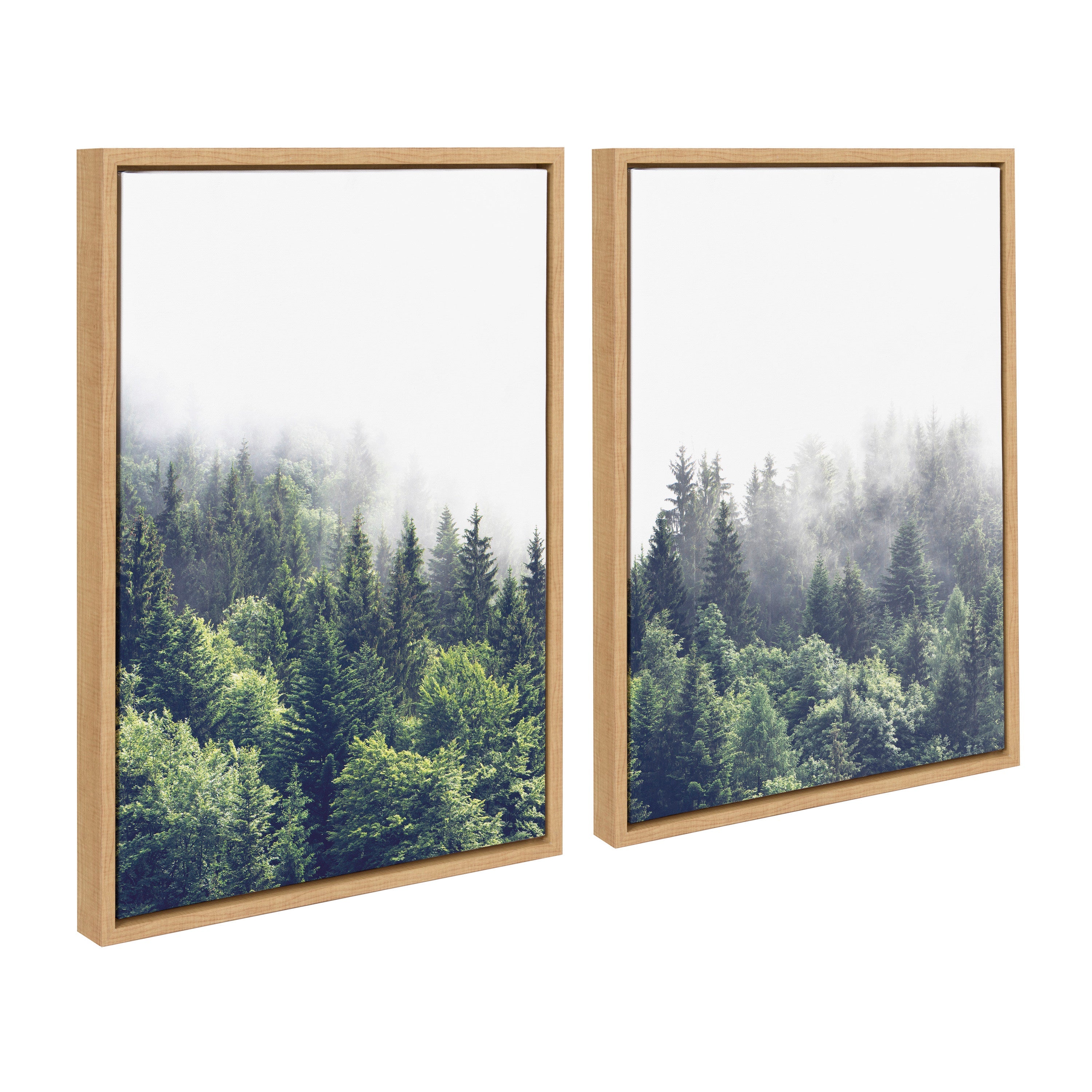 Sylvie Lush Green Forest on a Foggy Day Framed Canvas Set by The
