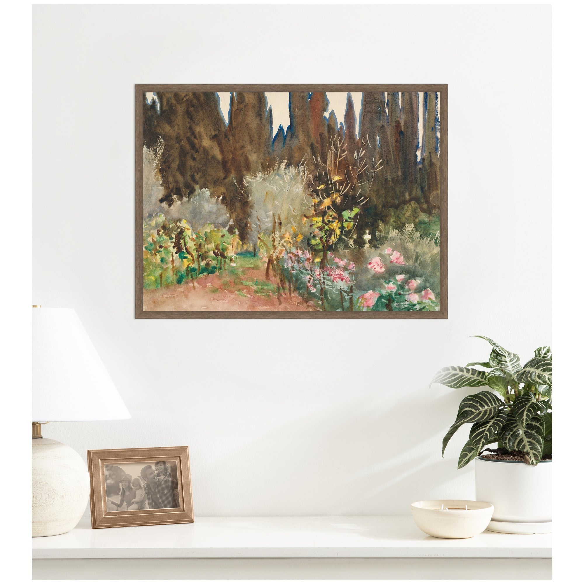 Gardens at Florence circa 1910 John Singer Sargent by Nostalgia Prints Framed Canvas Wall Art Print