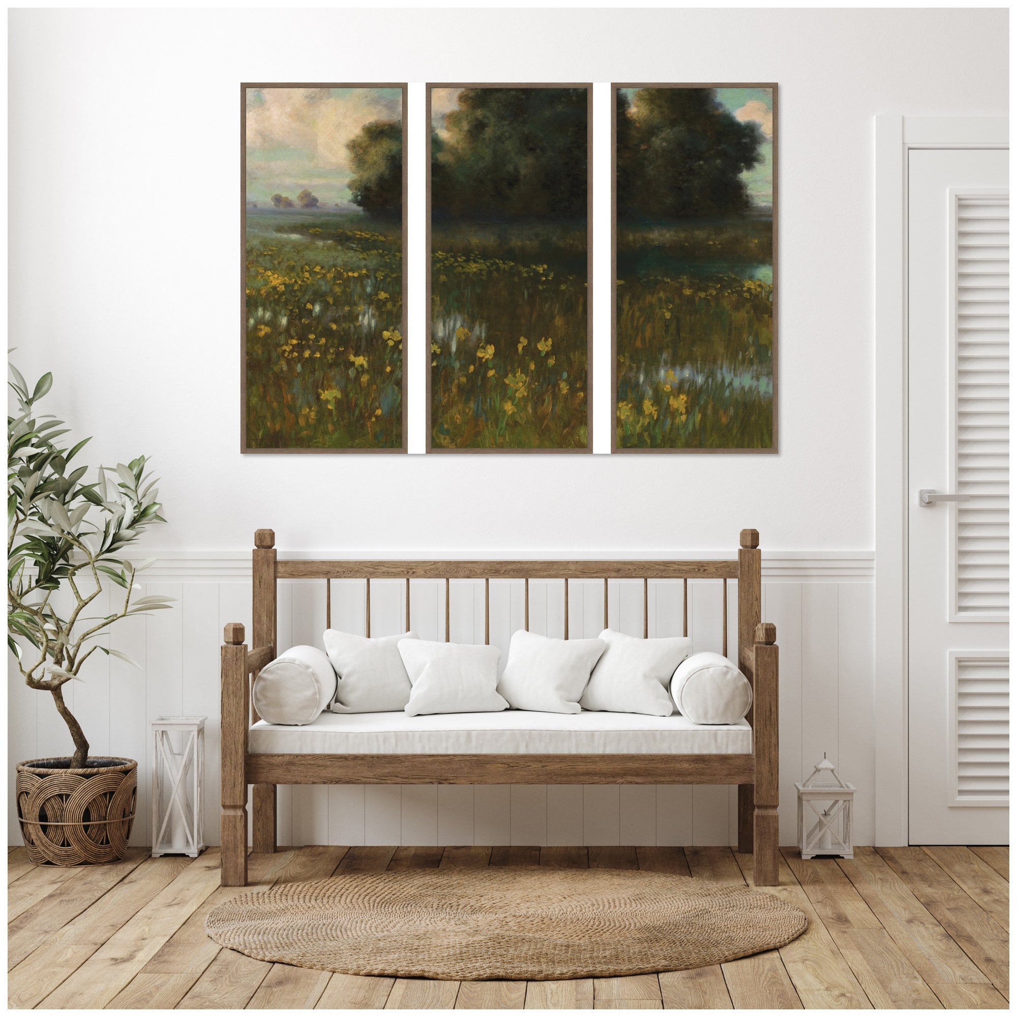 Cowslips in a Meadow Marshes 1899 Dabrowa Dabrowski 3 Piece Framed Canvas Wall Art Set