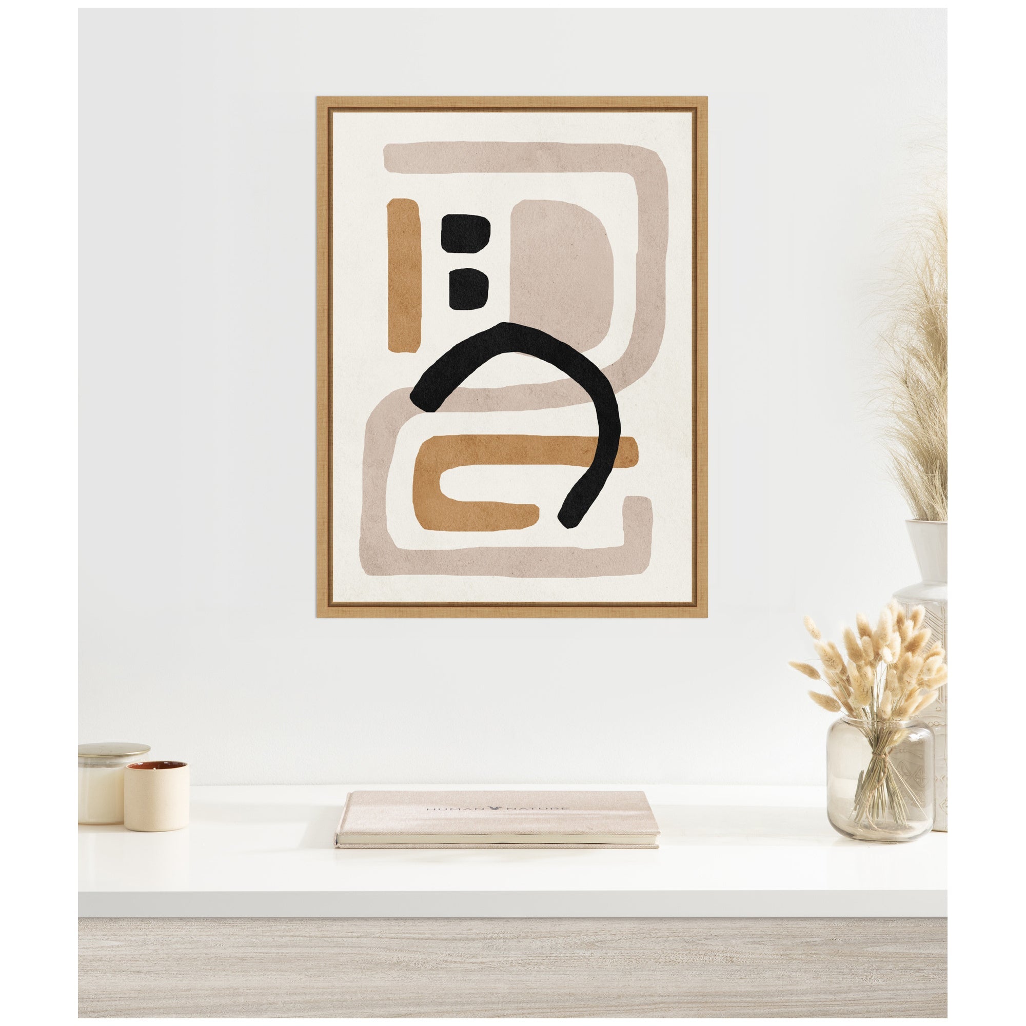 Sylvie Neutral Abstract 2 Minimal Modern Art Framed Canvas by July Art Prints