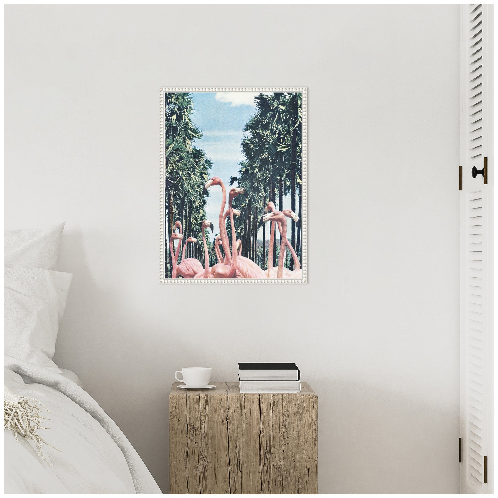 Sylvie Palm Trees and Flamingos Framed Canvas by Sarah Eisenlohr
