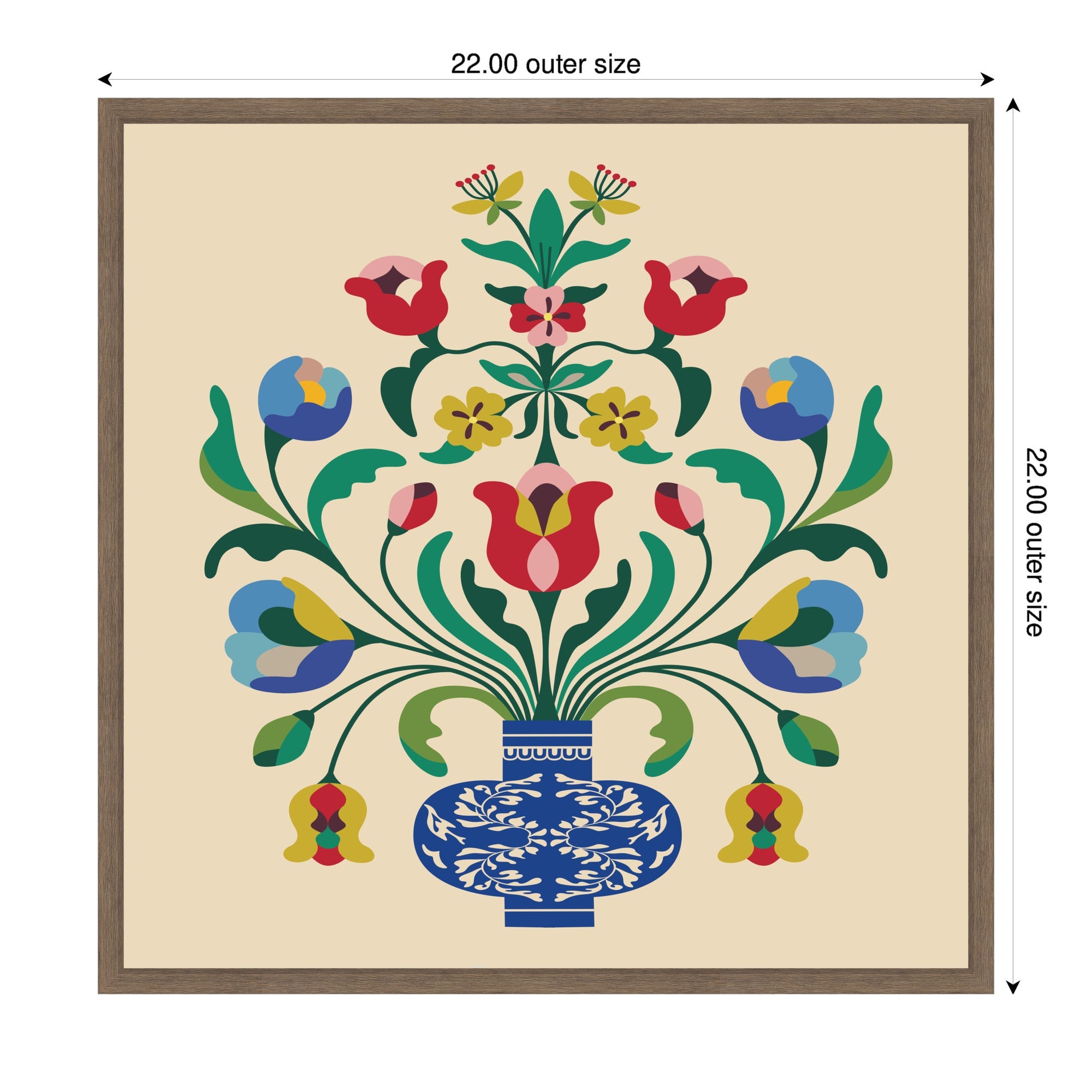 Floral Blue Vase 02 by Rachel Lee Framed Canvas Wall Art Print