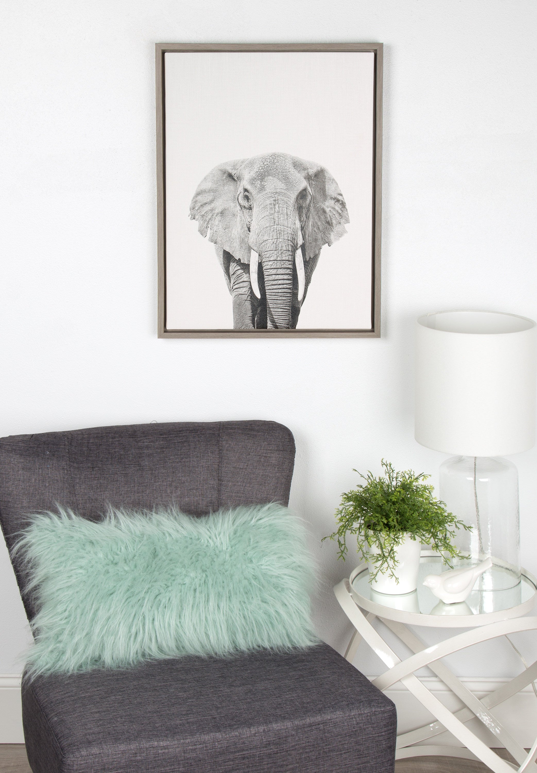 Sylvie Elephant Framed Canvas by Simon Te of Tai Prints