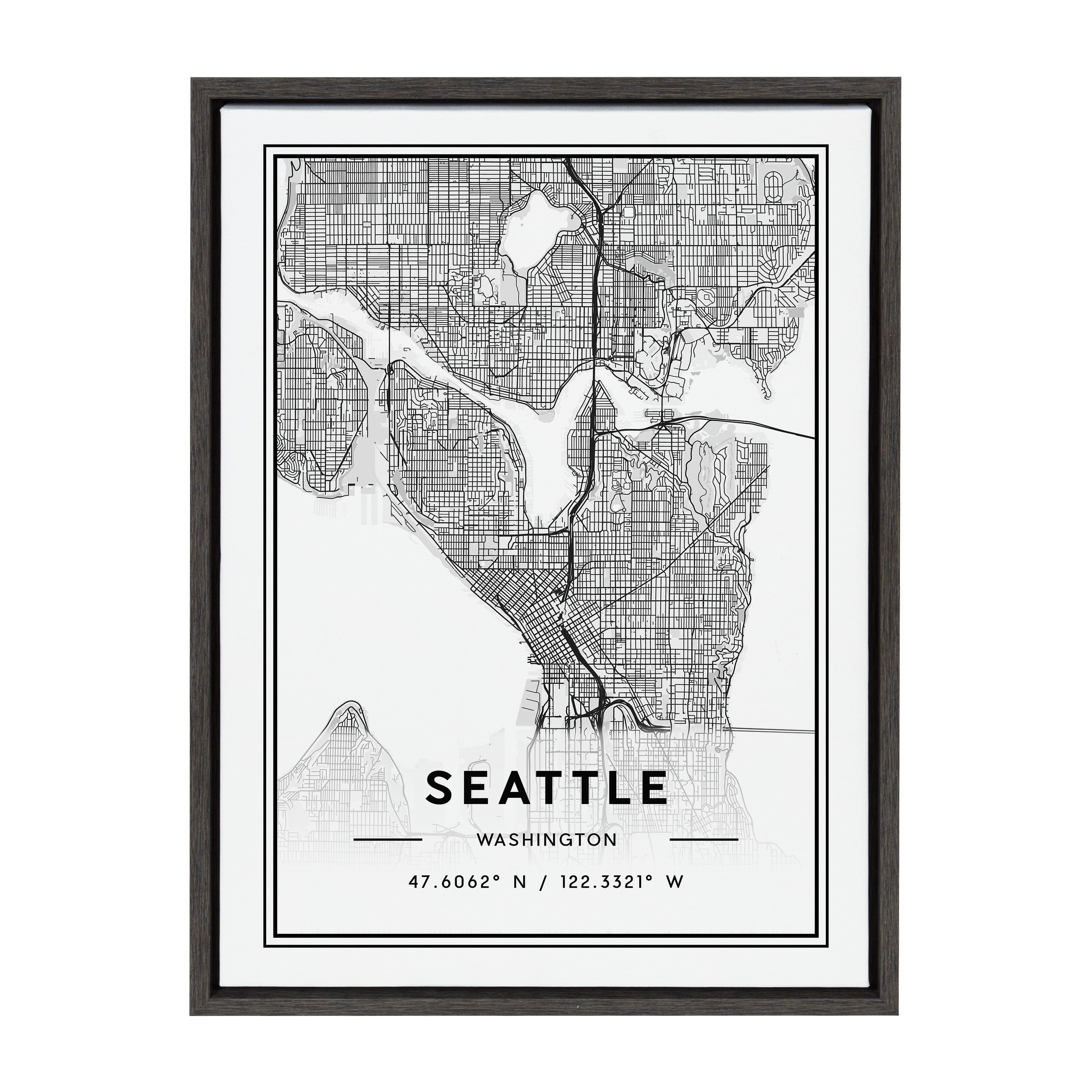 Sylvie Seattle Modern Map Framed Canvas by kateandlaurel - product image 9 for Resin Society