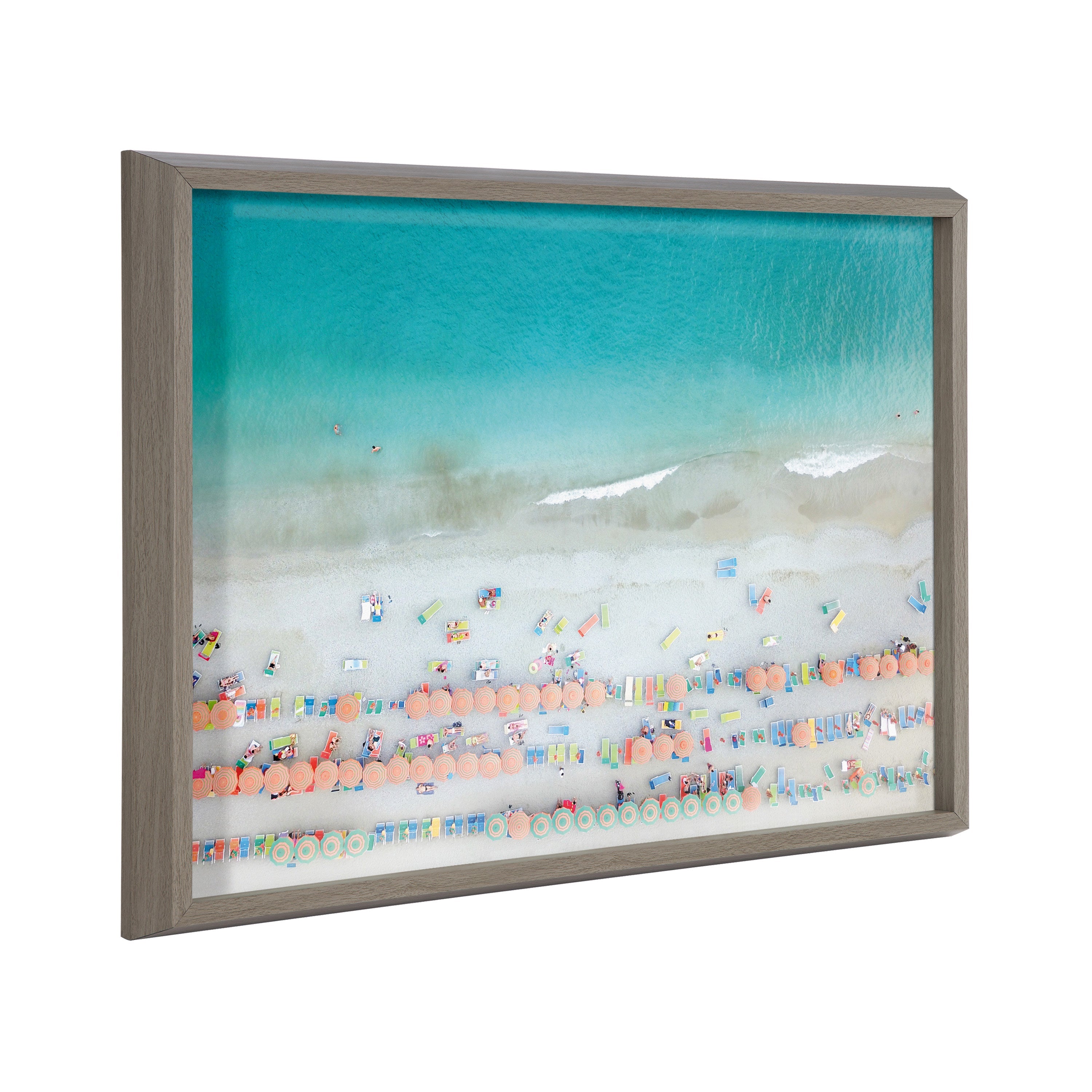 Blake Monterosso framed printed glass artwork depicting a beach scene by Rachel Bolgov