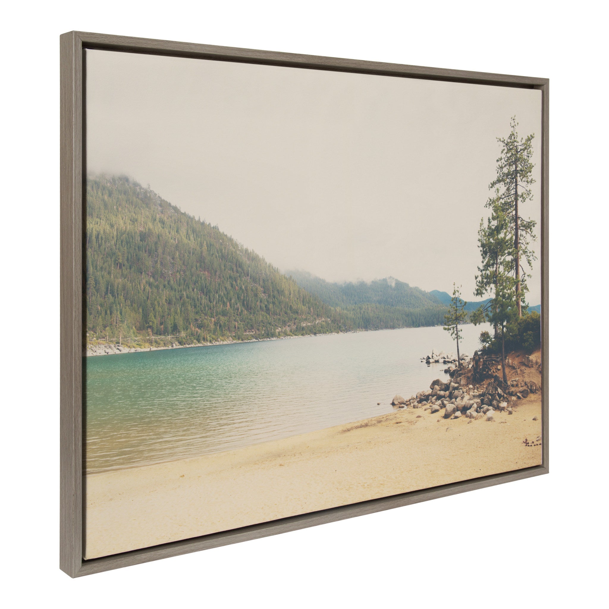 Sylvie Lake Tahoe California Mountain Sand Harbor Framed Canvas by kateandlaurel - product image 2 for Resin Society
