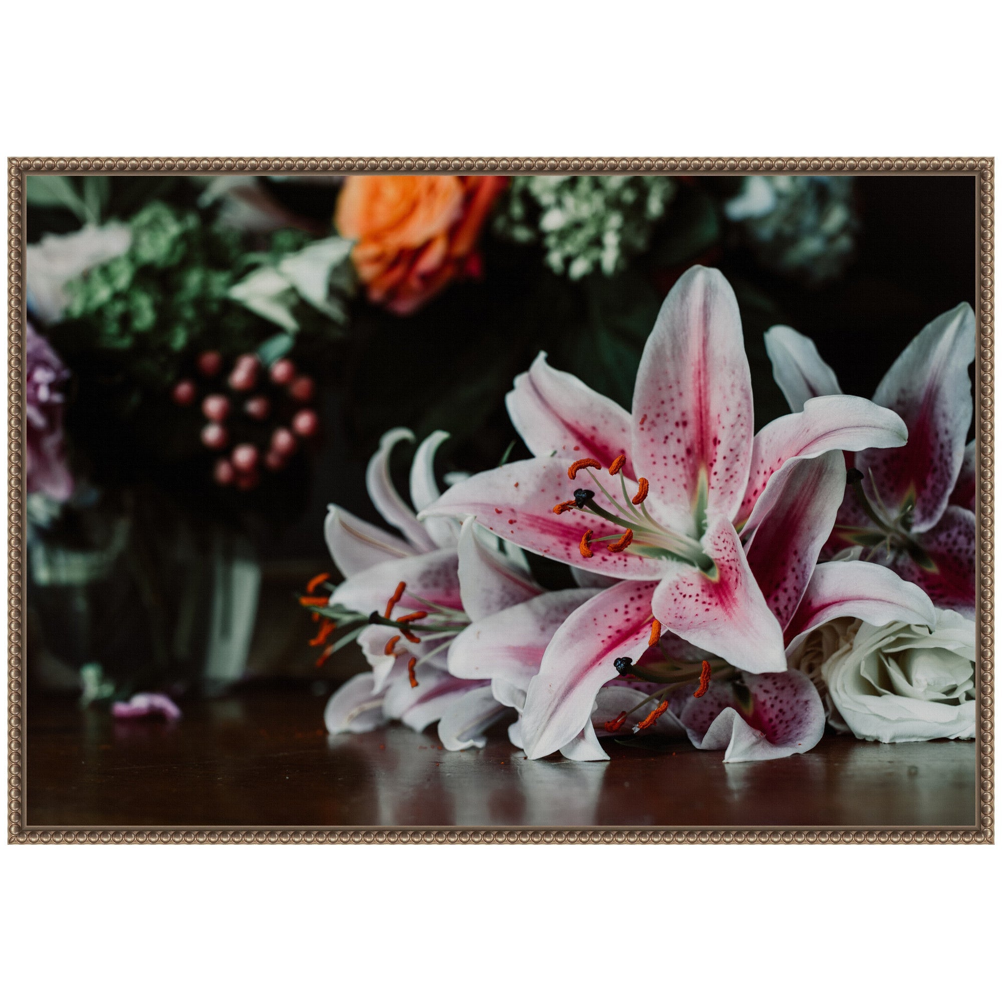 Sylvie Dark Lily Framed Canvas by Alicia Abla