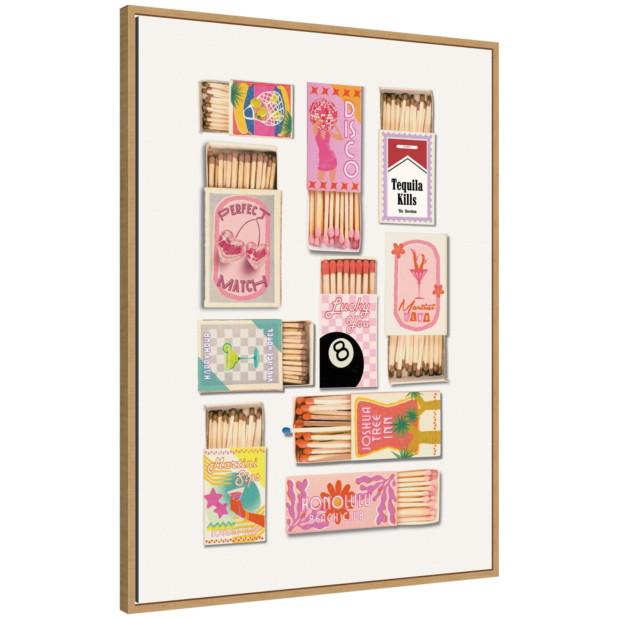 Vintage Pink Matchboxes artwork showing pink matchboxes in Sylvie frame