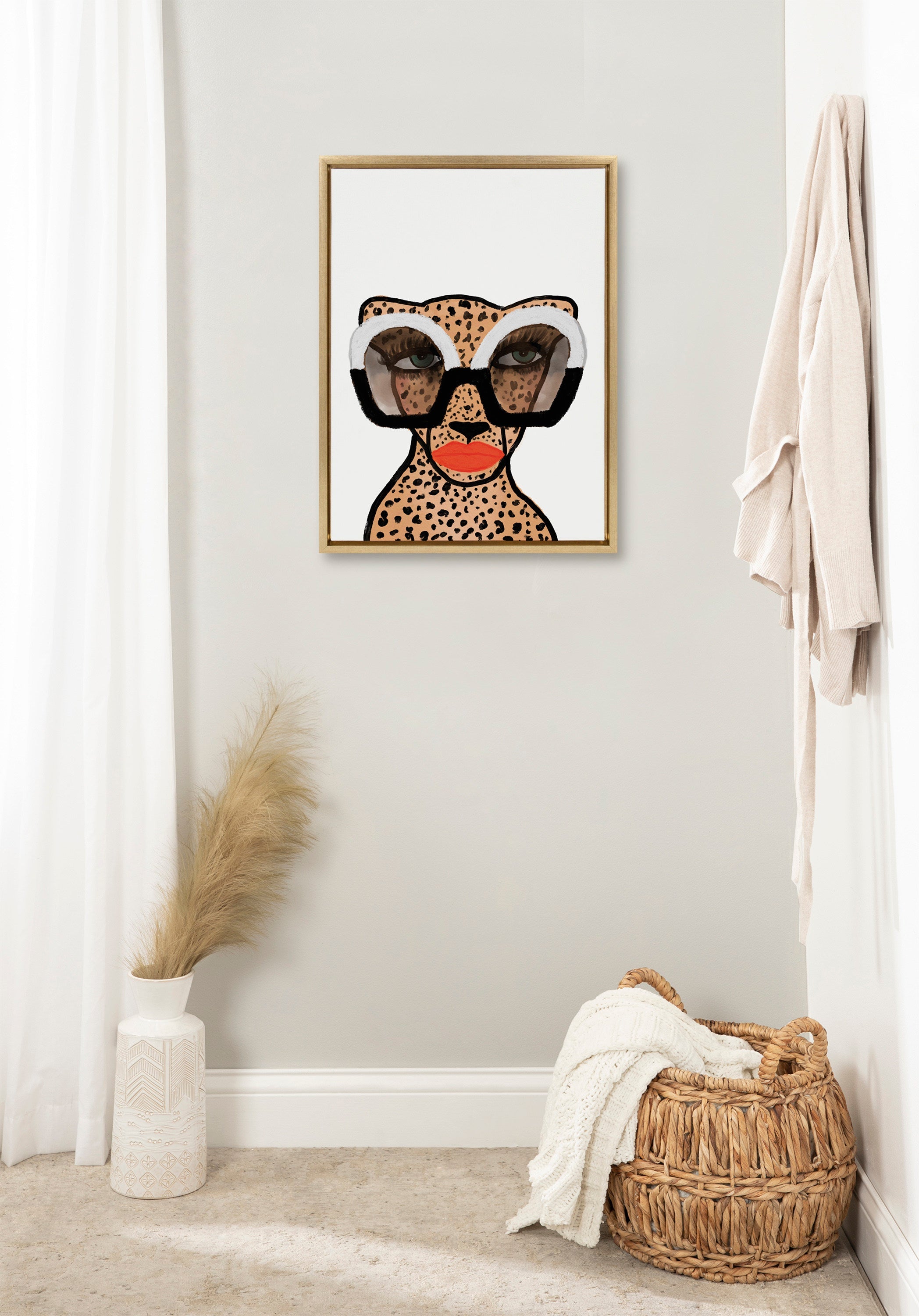 Sylvie Cheetah 4 Framed Canvas by Kendra Dandy of Bouffants and Broken Hearts