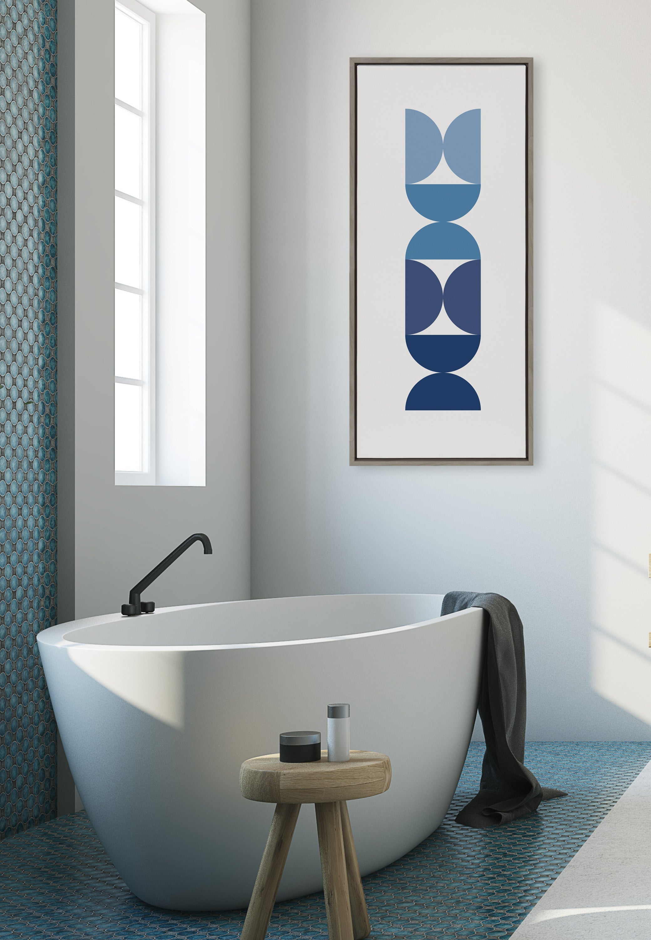 Sylvie Circles and Curves Ocean Beach Blues Framed Canvas by kateandlaurel - product image 4 for Resin Society
