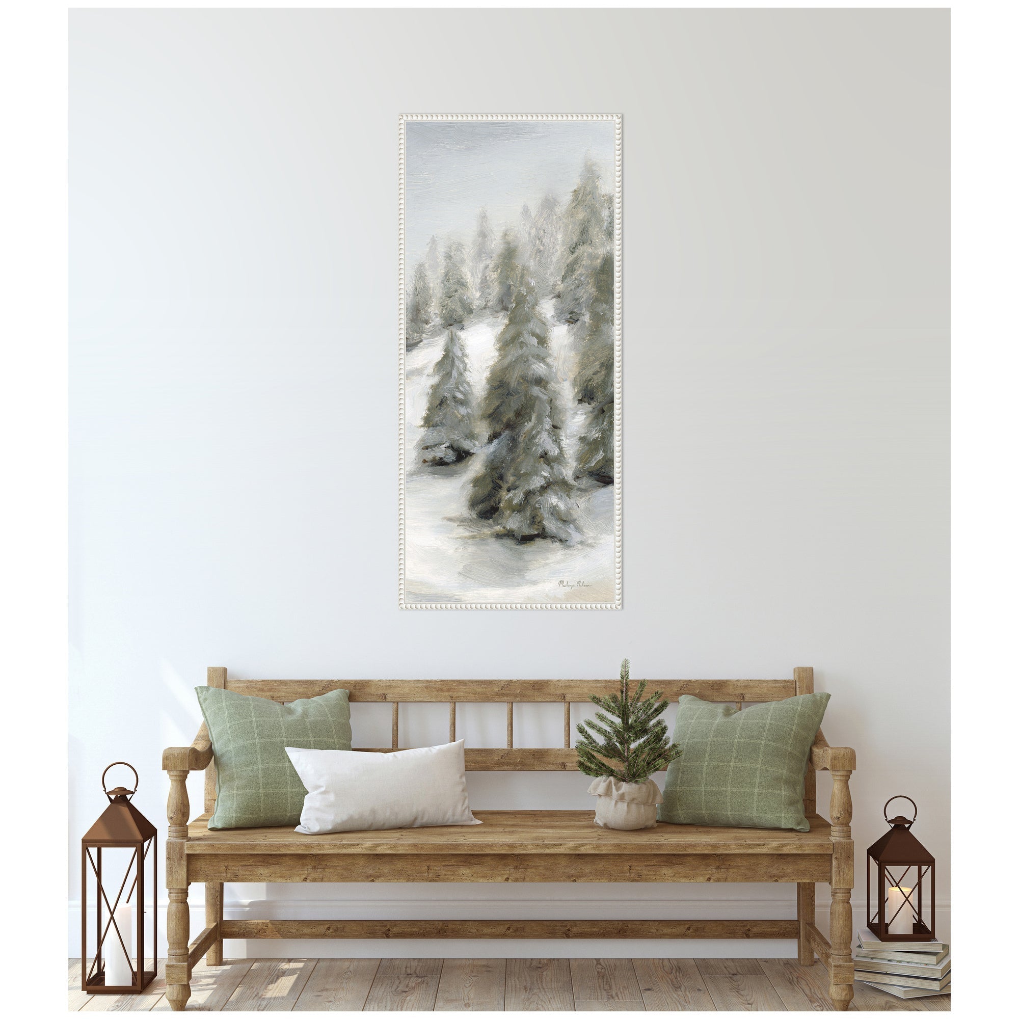 Sylvie Beaded Evergreen Hills Framed Canvas by Mackenzie Nelson