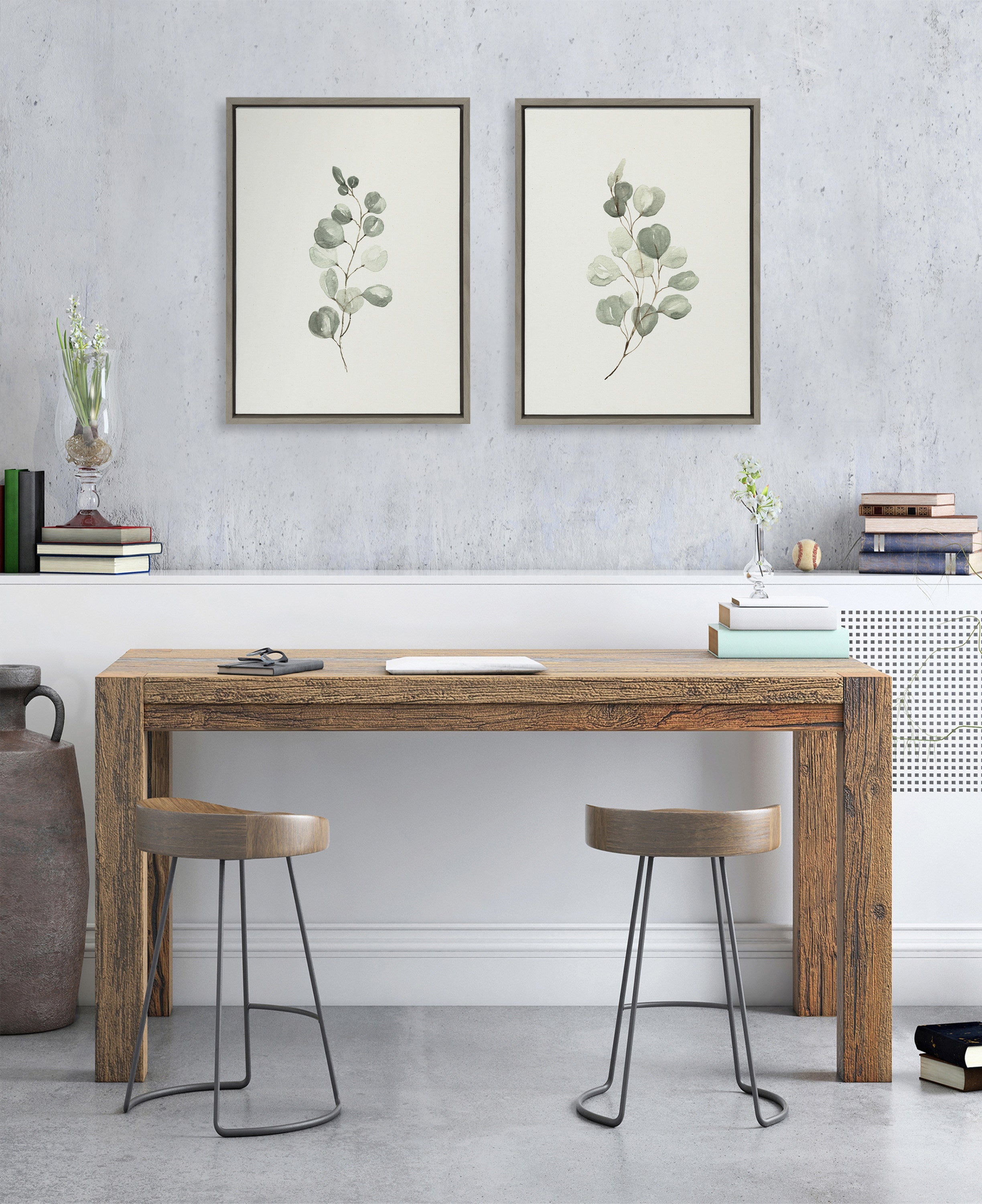 Sylvie Eucalyptus Framed Canvas Set by Maja Mitrovic
