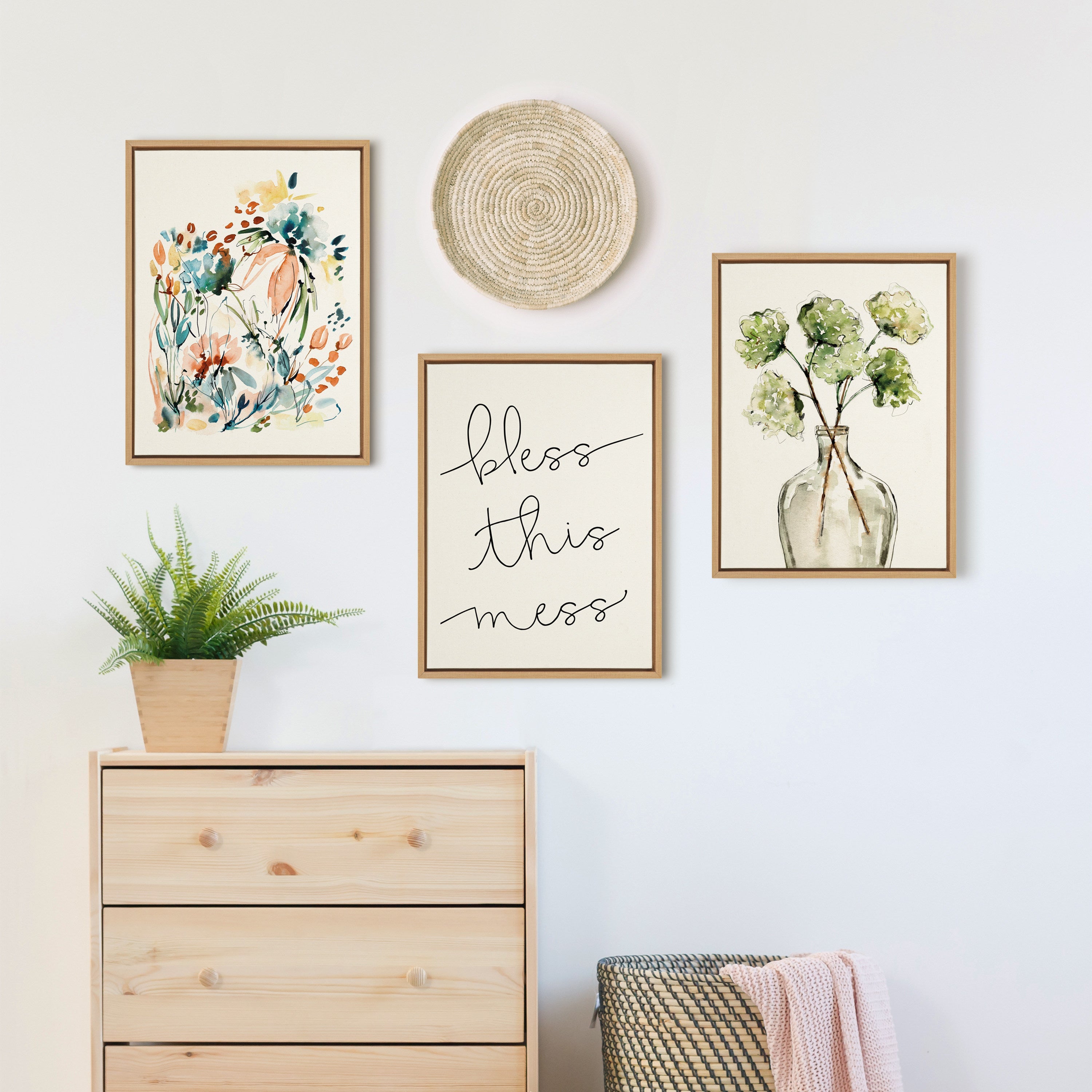 Sylvie Greenery Vase Framed Canvas by kateandlaurel - product image 15 for Resin Society