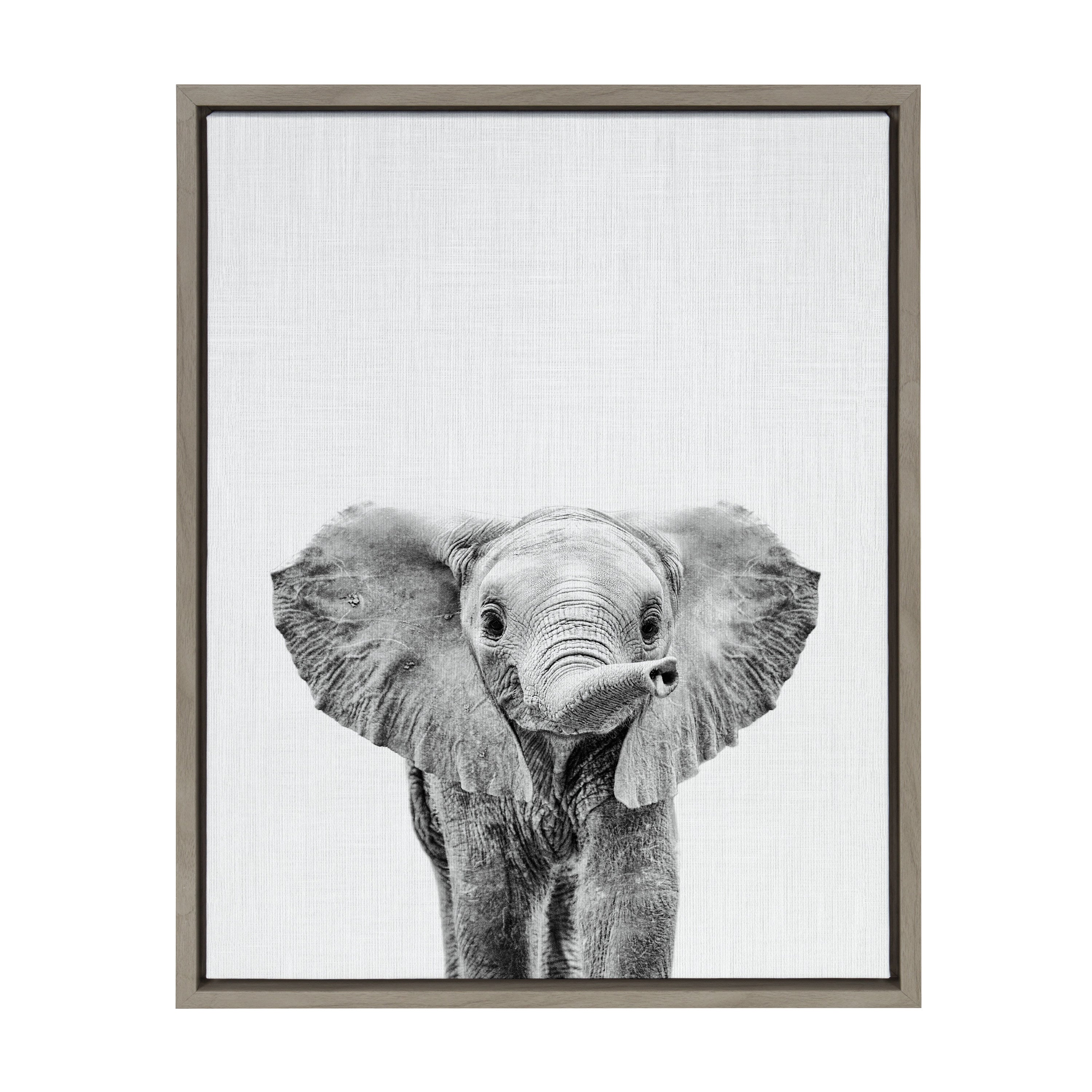 Sylvie Baby Elephant Framed Canvas by Simon Te by kateandlaurel - main product image for Resin Society