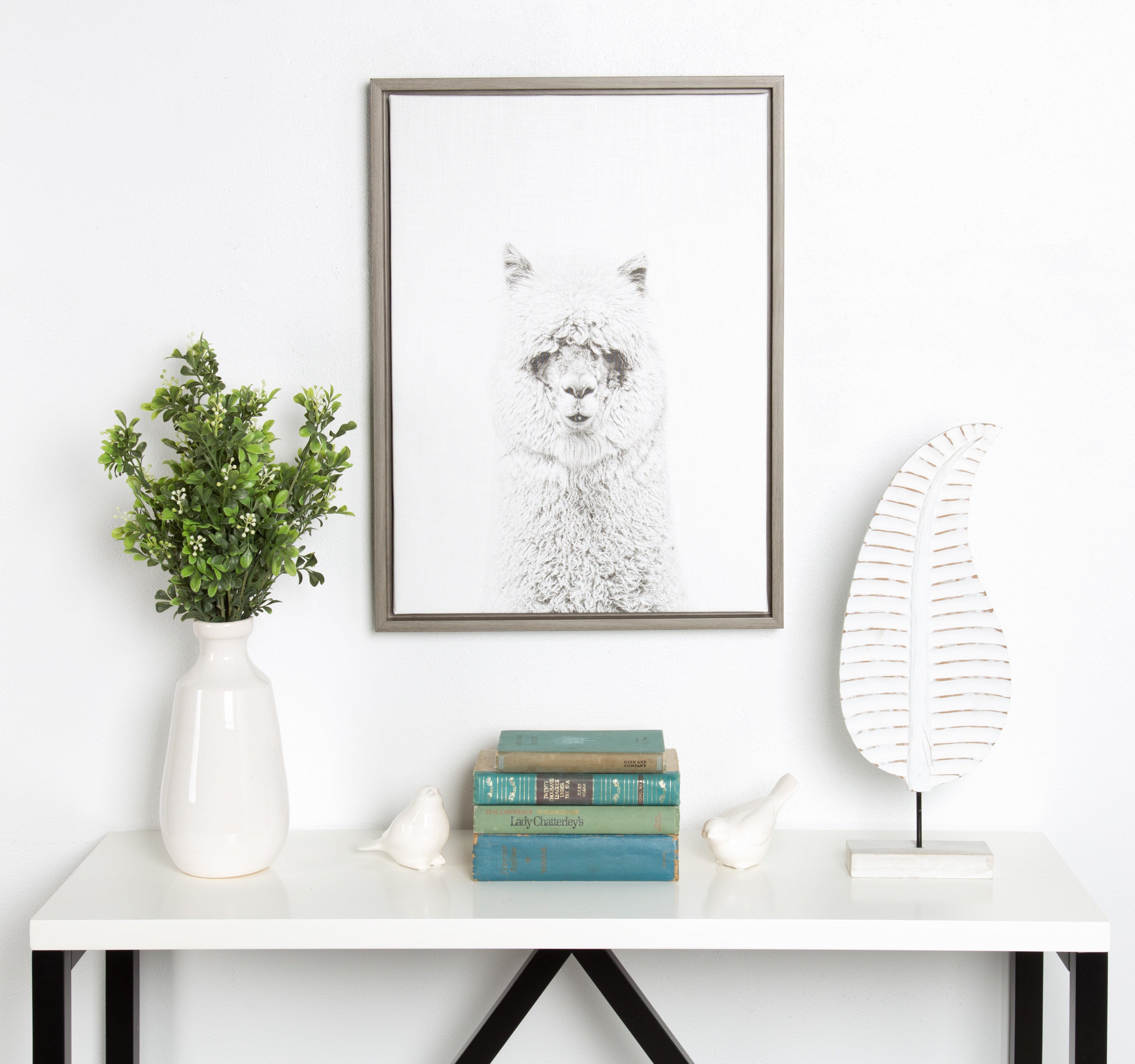 Sylvie Hairy Alpaca Framed Canvas by Simon Te of Tai Prints