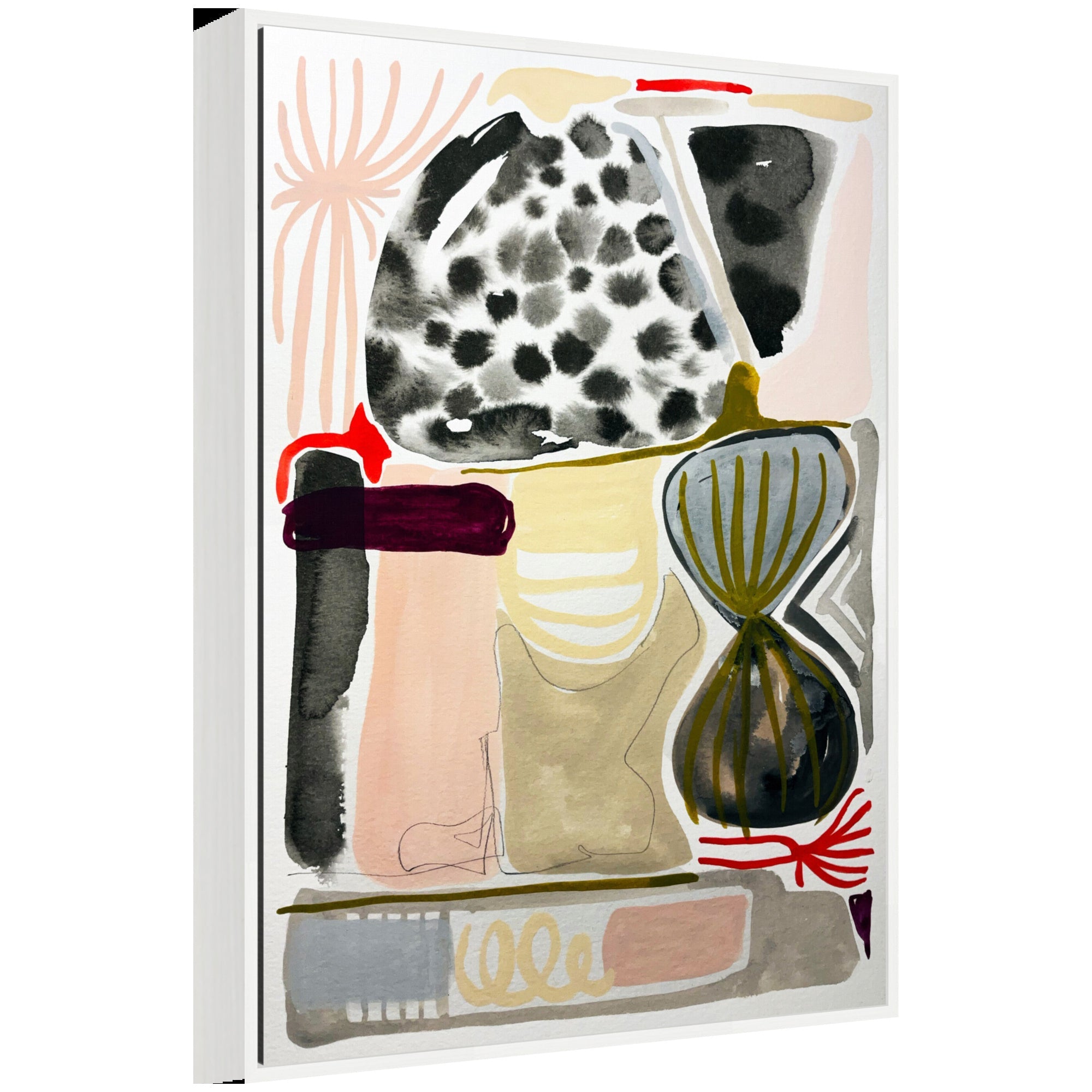 Sylvie Abstract 01 Framed Canvas by Emma Daisy - abstract colorful shapes in modern polystyrene frame