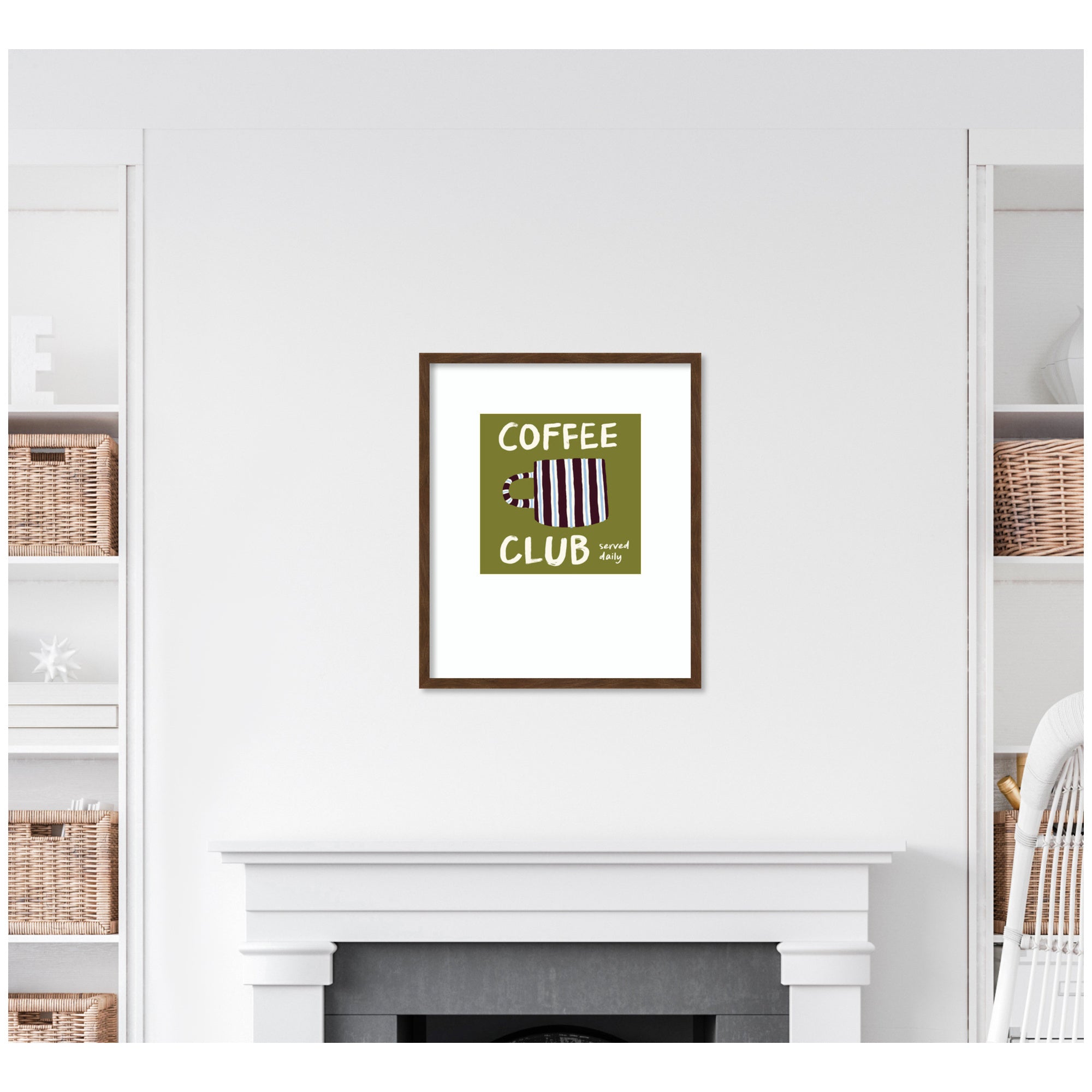 Coffee Club Kitchen Sage Green by Lucky Guava Framed Wall Art Print