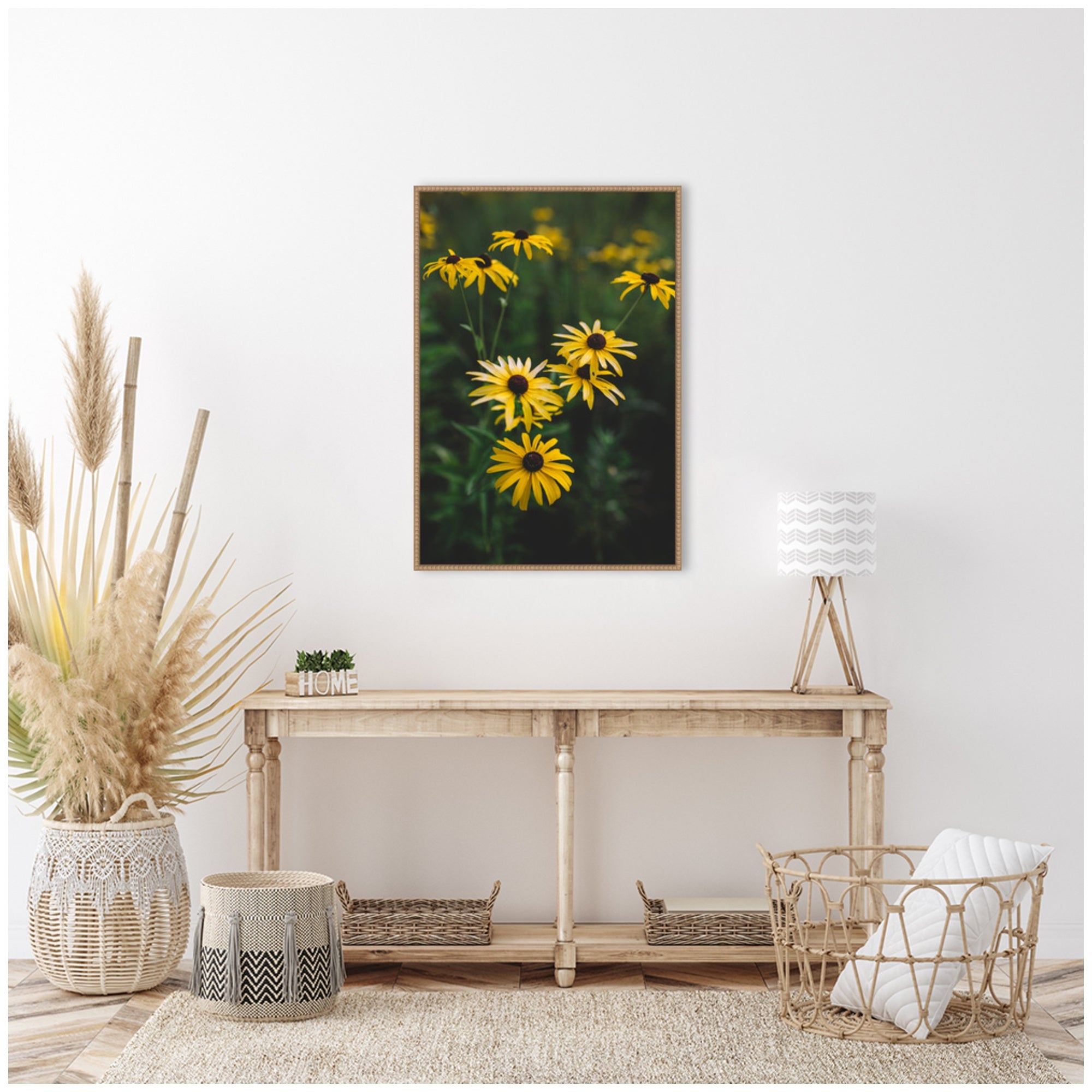 Sylvie Yellow Daisy Floral Blooms Framed Canvas by Patricia Hasz