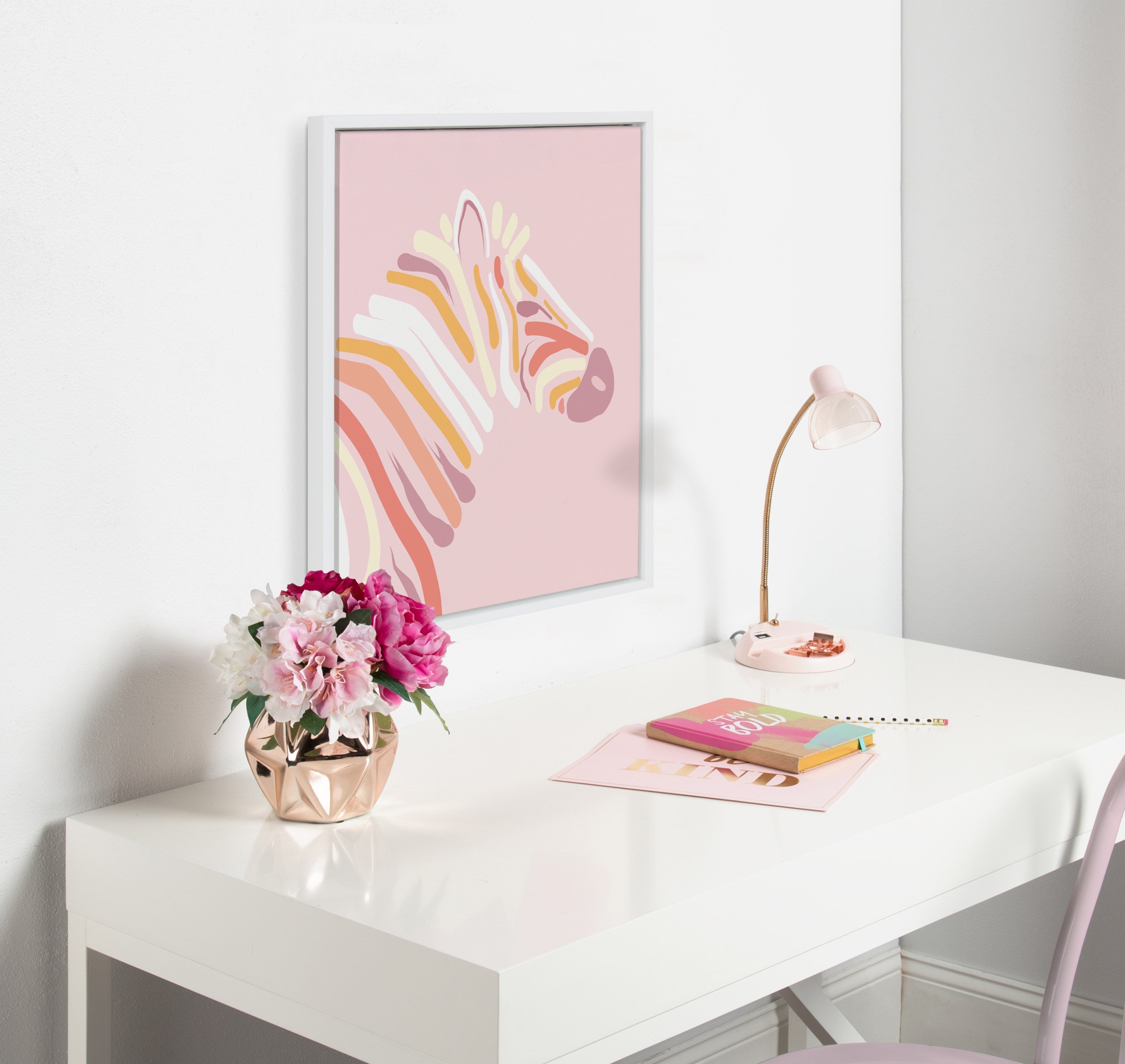 Sylvie Pink Zebra Framed Canvas by kateandlaurel - product image 11 for Resin Society