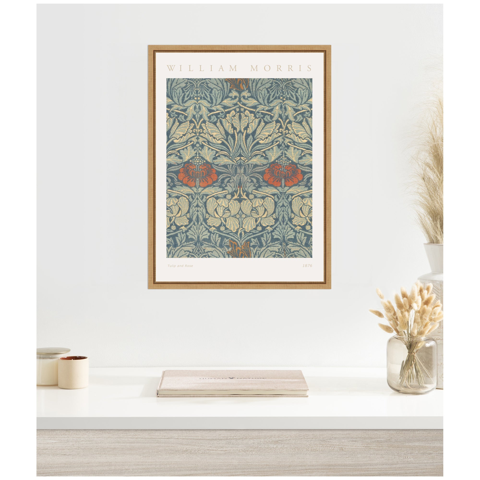 Sylvie Poster William Morris Tulip and Rose 1876 Framed Canvas by The Art Institute of Chicago