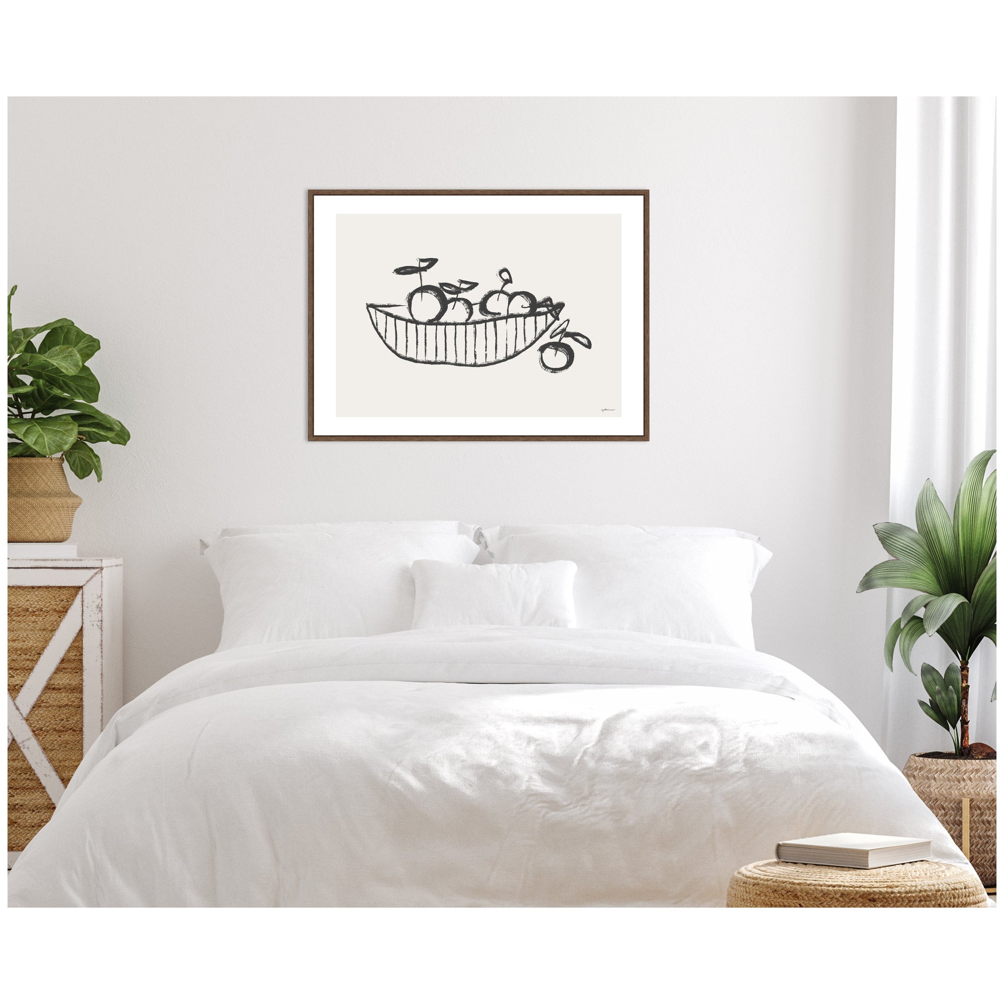 Orange Basket by Gabrielly Guedes Framed Canvas Wall Art Print