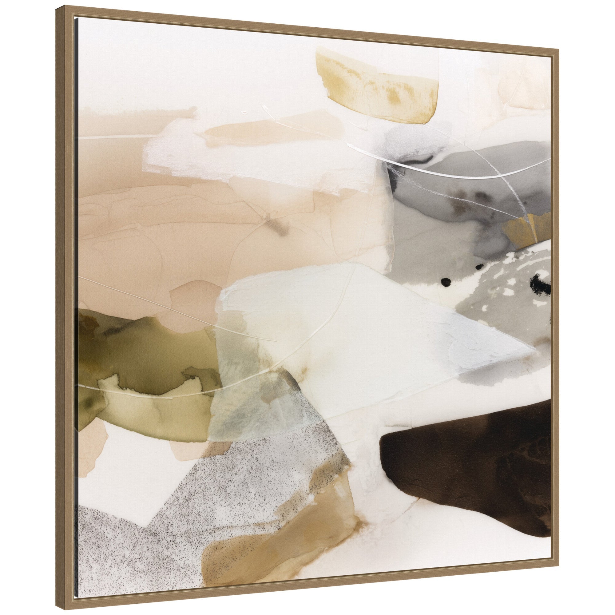 Golden Terrain by Amy Lighthall framed canvas wall art, 30x30 inch, Sylvie Dark Gold frame