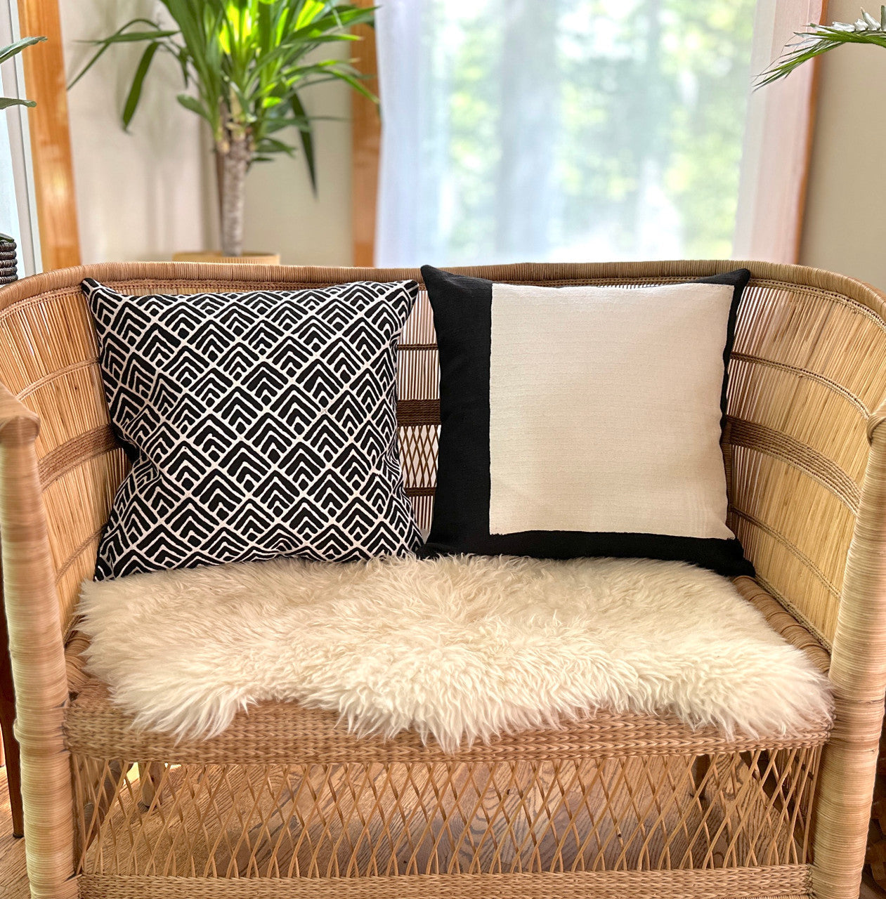 Black + White Squares Sadza Pillow by Mbare Ltd - product image 2 for Resin Society