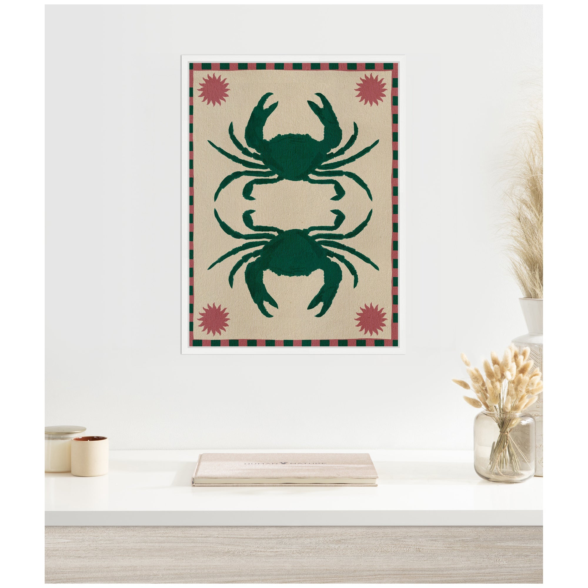 Sylvie Lush Duo 6 Crabs Framed Canvas by Shatha Al Dafai