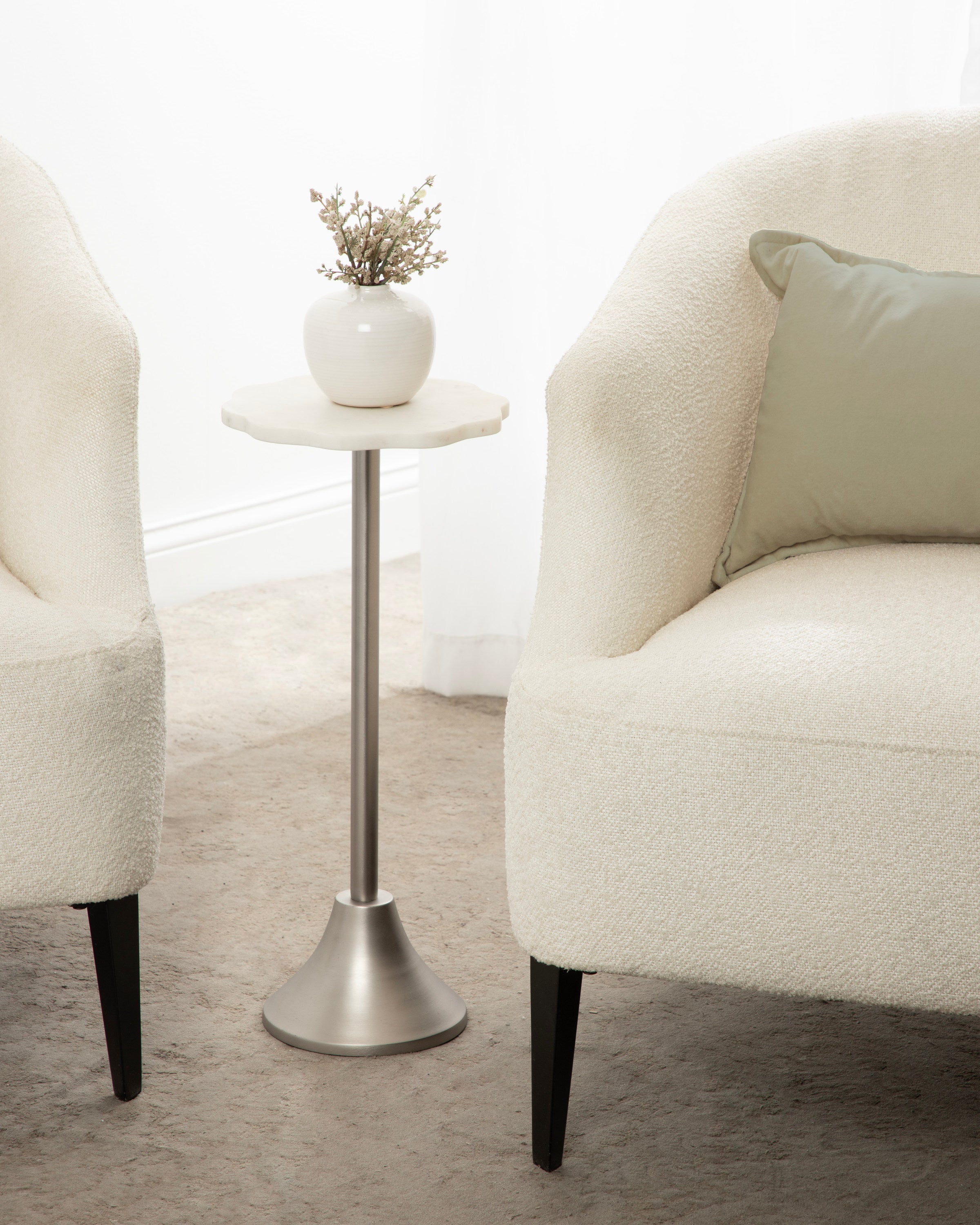 Sanzo Scalloped Marble and Metal Table