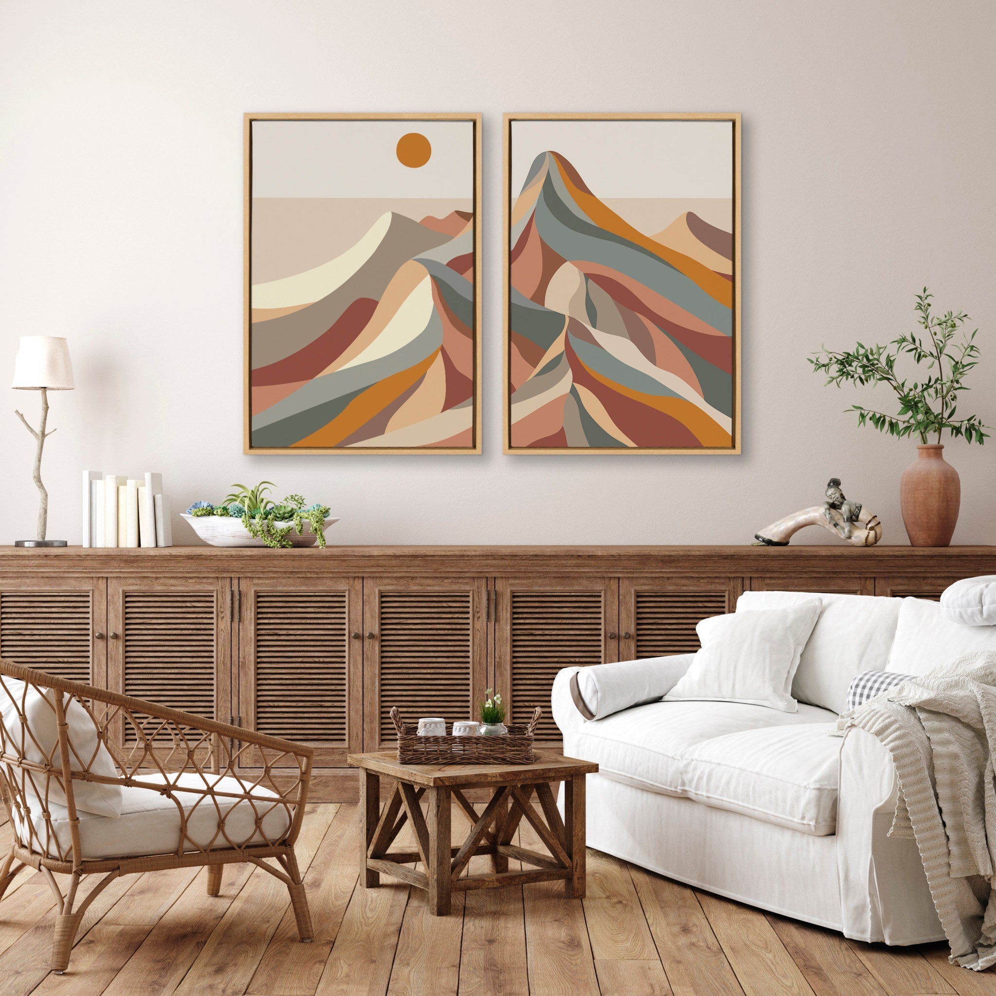 Sylvie Mid Century Modern Mountains Framed Canvas by kateandlaurel - product image 9 for Resin Society