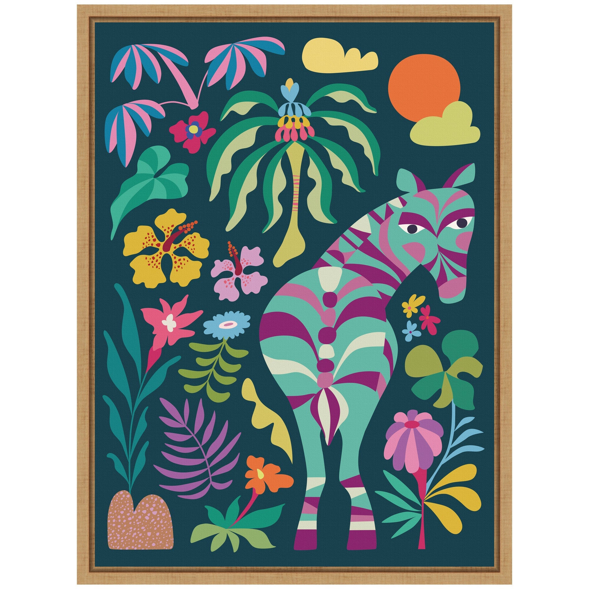 Sylvie Wildlife Safari Zebra Framed Canvas by Rachel Lee