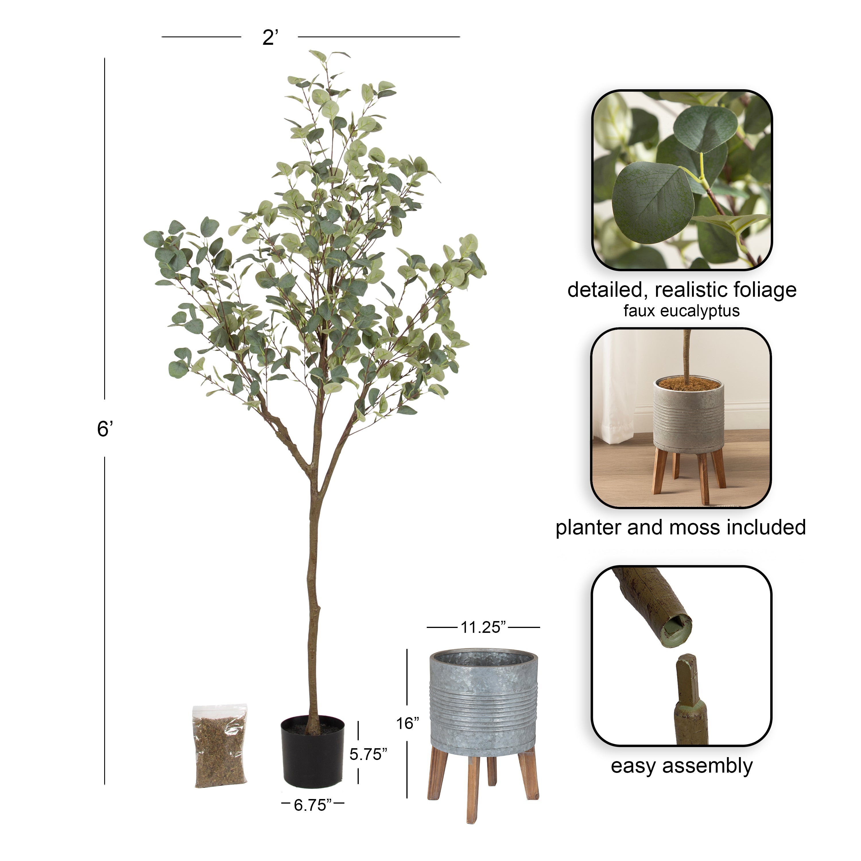 Eudora Faux Eucalyptus Tree - Kate and Laurel