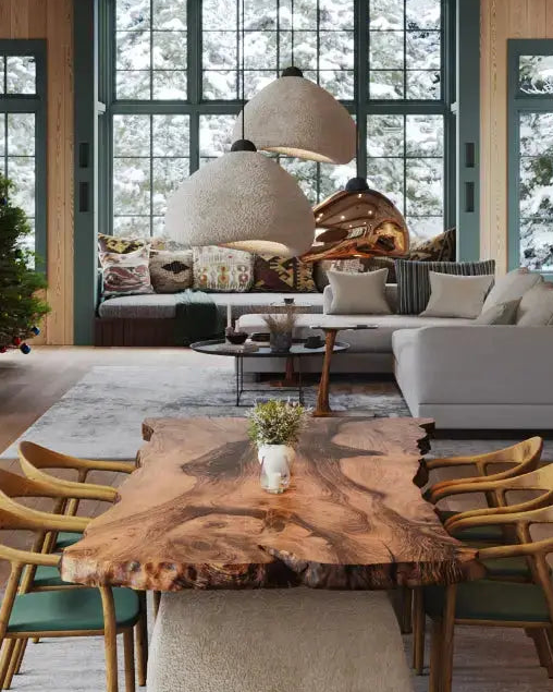 Wabi Sabi Chandeliers decorative stone textured pendant light in warm interior setting