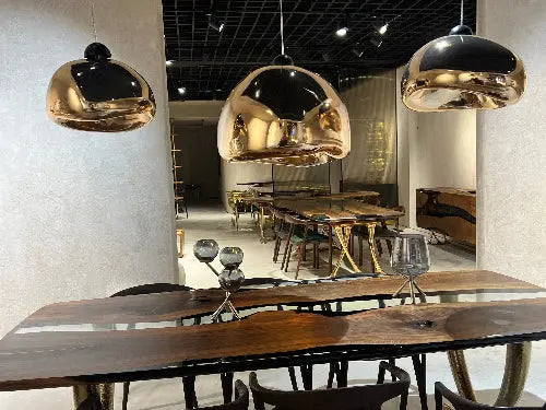 Wabi Sabi Chandeliers decorative stone textured pendant light in warm interior setting