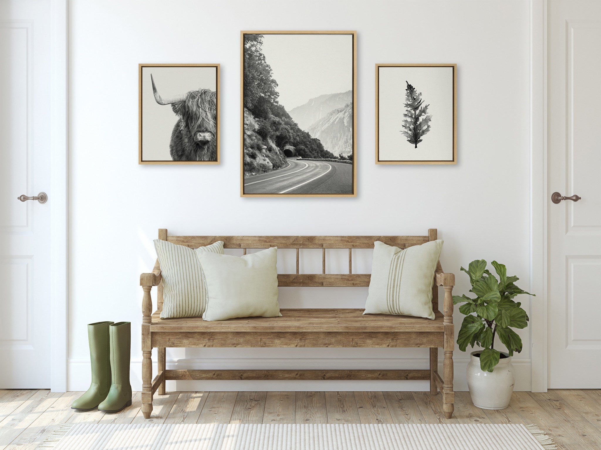 Sylvie Highland Cow and Vintage Botanical Framed Canvas Set by Various by kateandlaurel - product image 6 for Resin Society