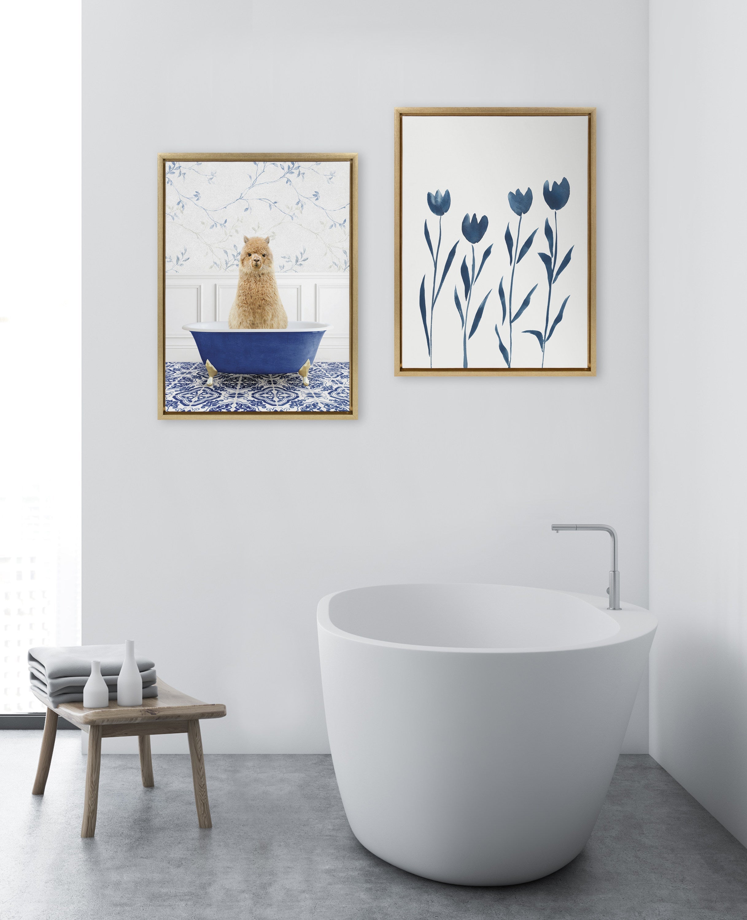 Sylvie Alpaca In Eclectic Blue Bath Framed Canvas by kateandlaurel - product image 11 for Resin Society